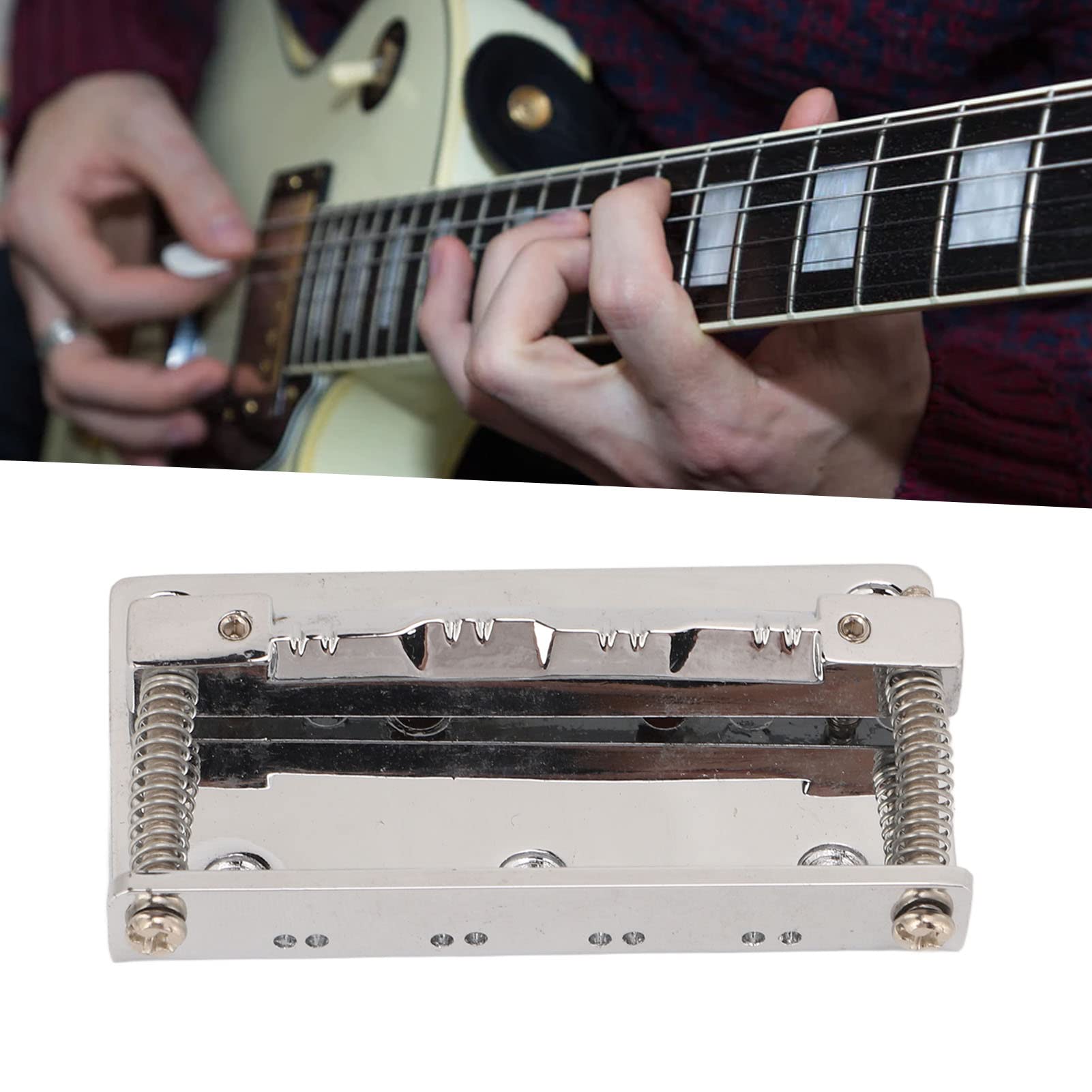 Agatige 8 String Mandolin Saddle Bridge, Metal Mandolin Bridge 8 String Saddle Bridge Plate Tailpiece Replacement Accessories - Image 2