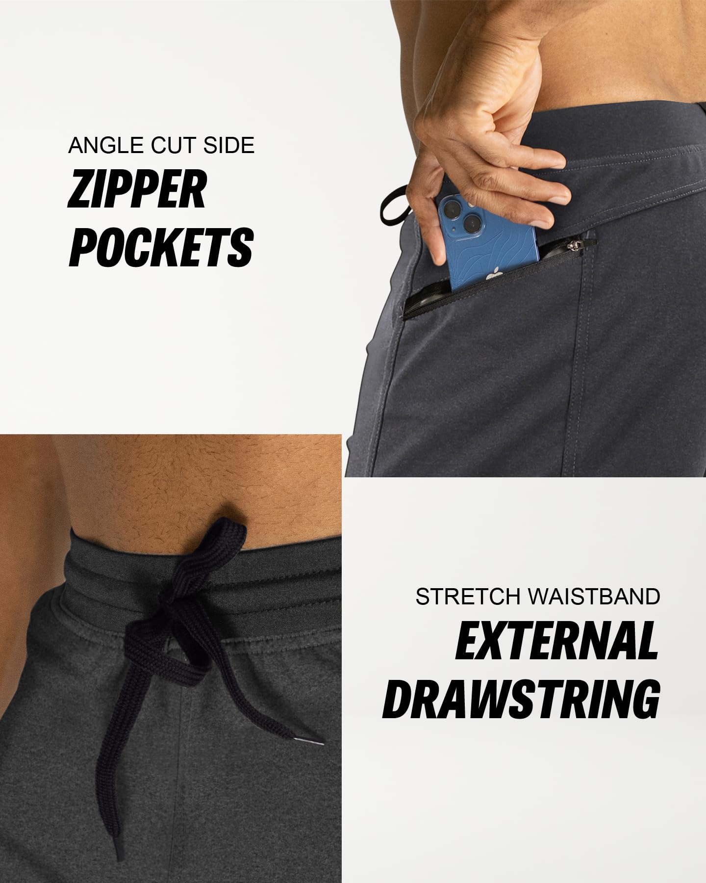 Anthem Athletics Hyperflex 23 cm męskie szorty treningowe - kieszeń na zamek błyskawiczny krótkie spodenki do biegania, sportu i treningu na siłowni