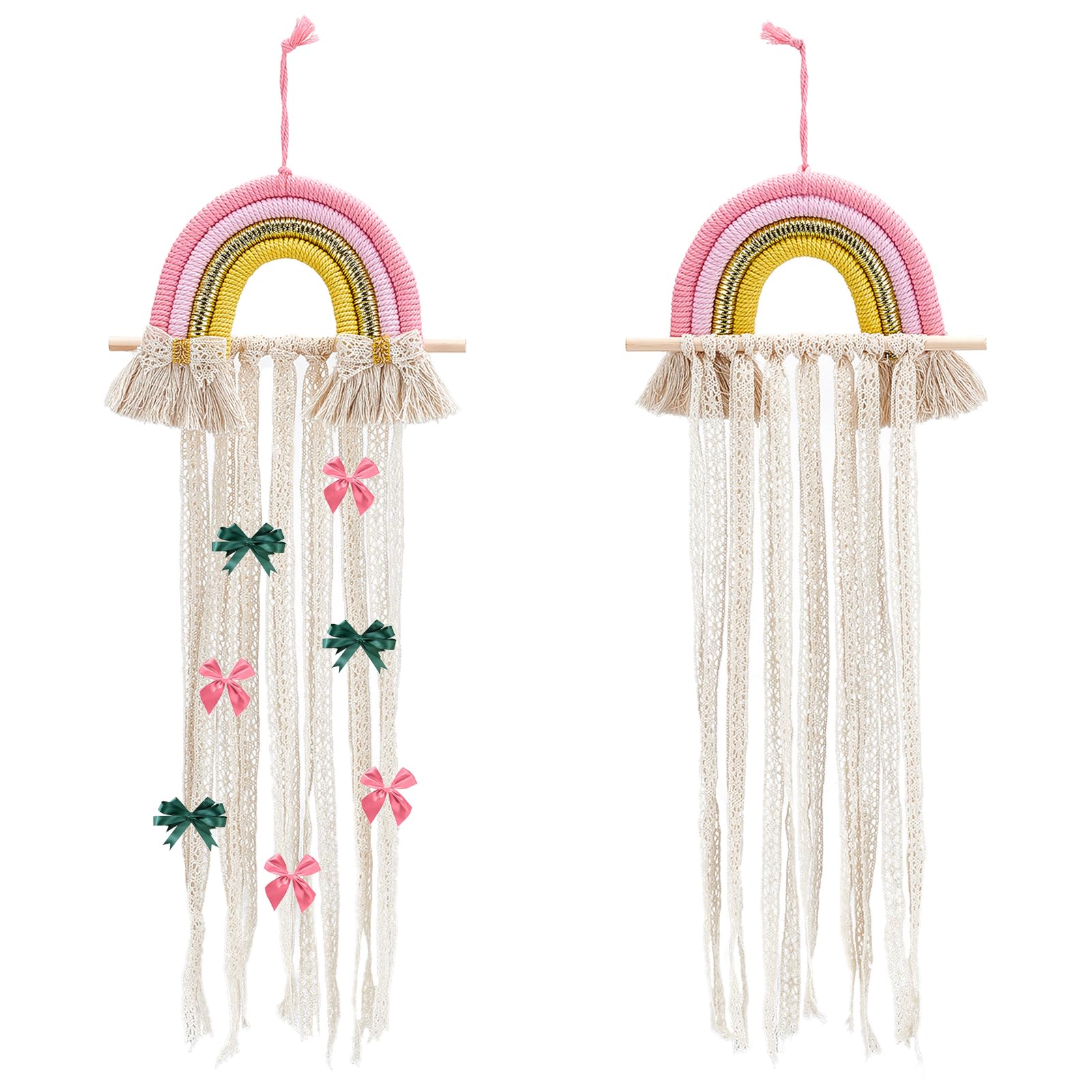 Fermagli per capelli Boho arcobaleno con fiocco per capelli con nappe Pop da appendere alla parete per la stanza delle ragazze stile asilo nido 9