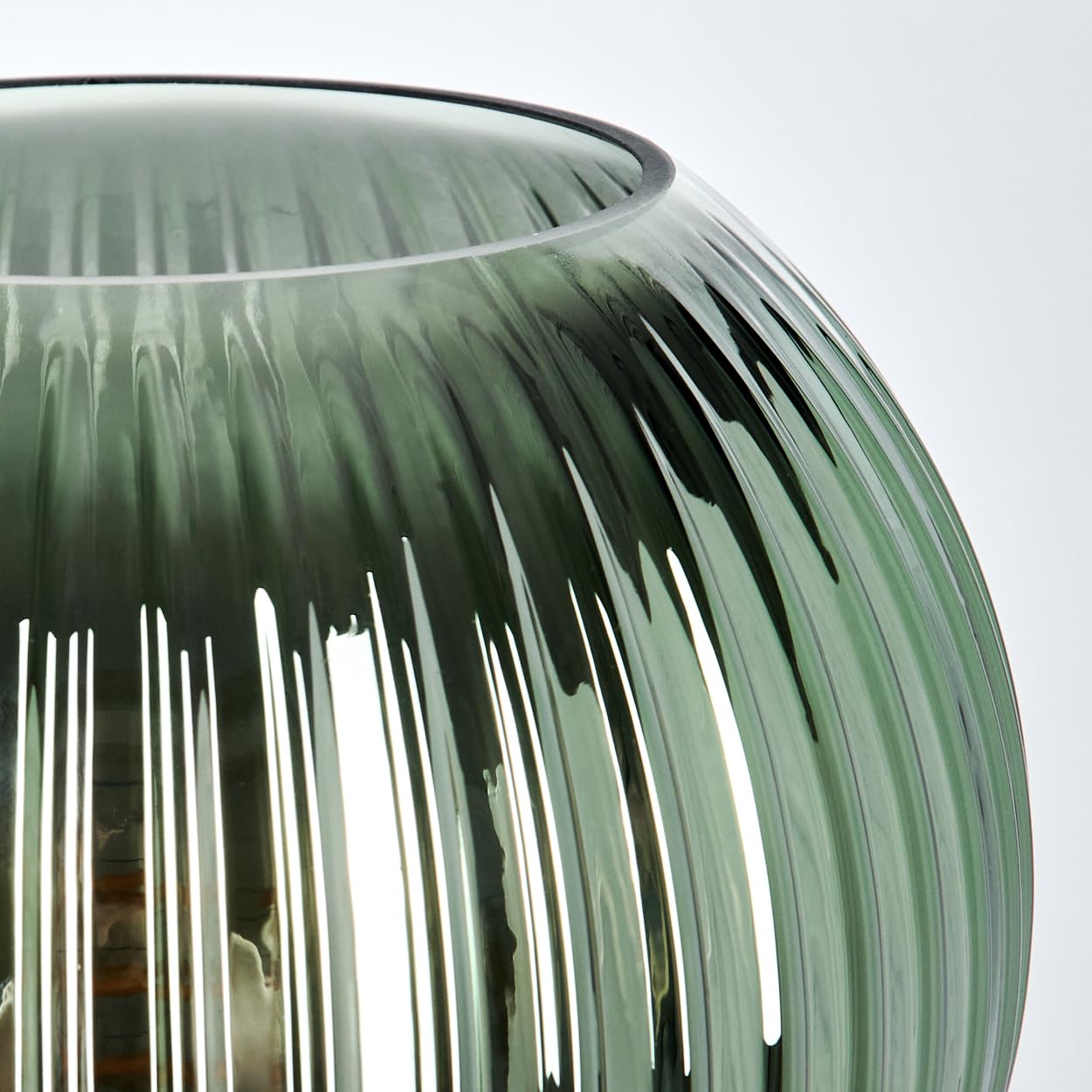 Lampe de table Koyoto HOFSTEIN, en métal/verre ondulé noir/vert, lampe au design rétro/vintage avec abat-jour en verre (Ø 20 cm), E27, salon, chambre à coucher, salle à manger, couloir, bureau