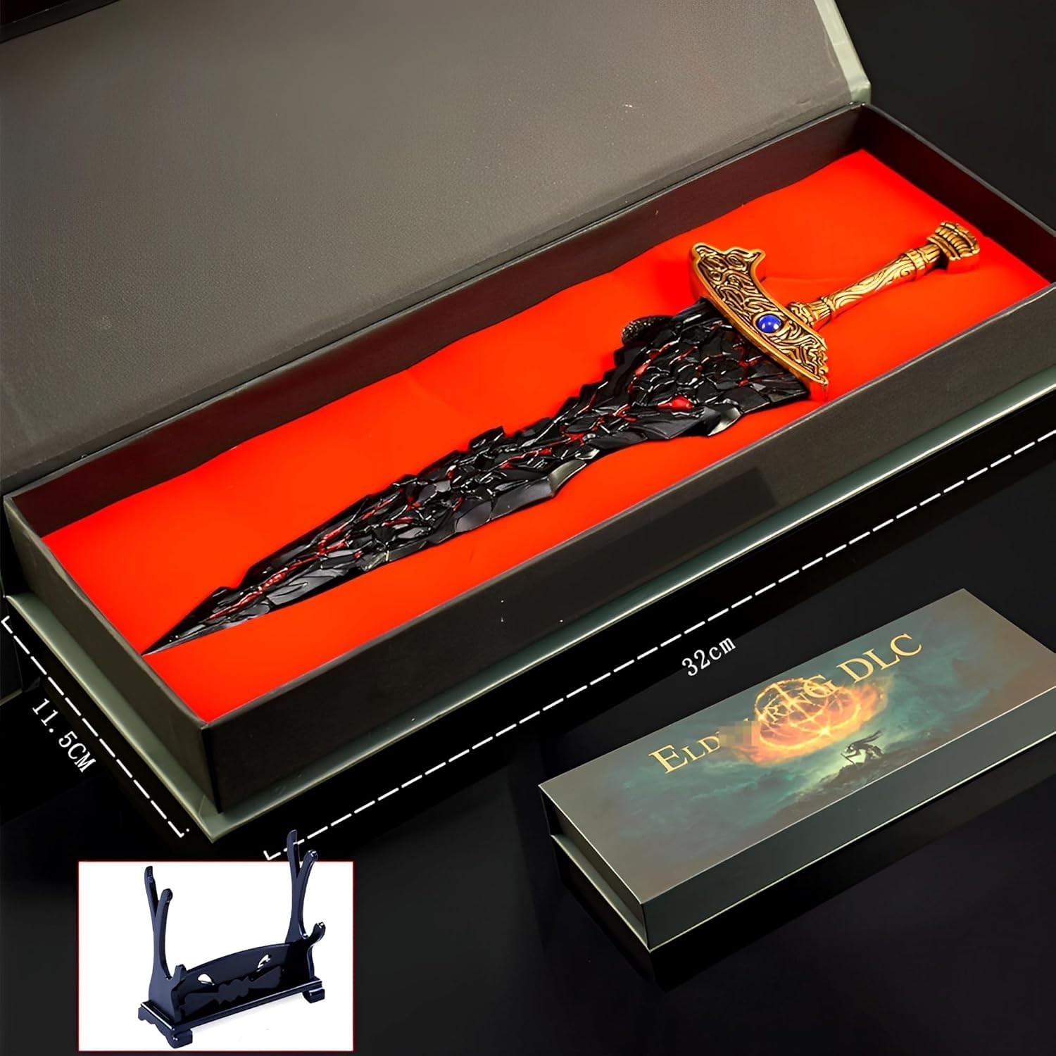 Collezioni di Videogiochi, Elden Ring Maliketh's Black Blade 11,8 pollici/30 cm Spada da Collezione Interamente in Metallo con espositore Confezione Regalo