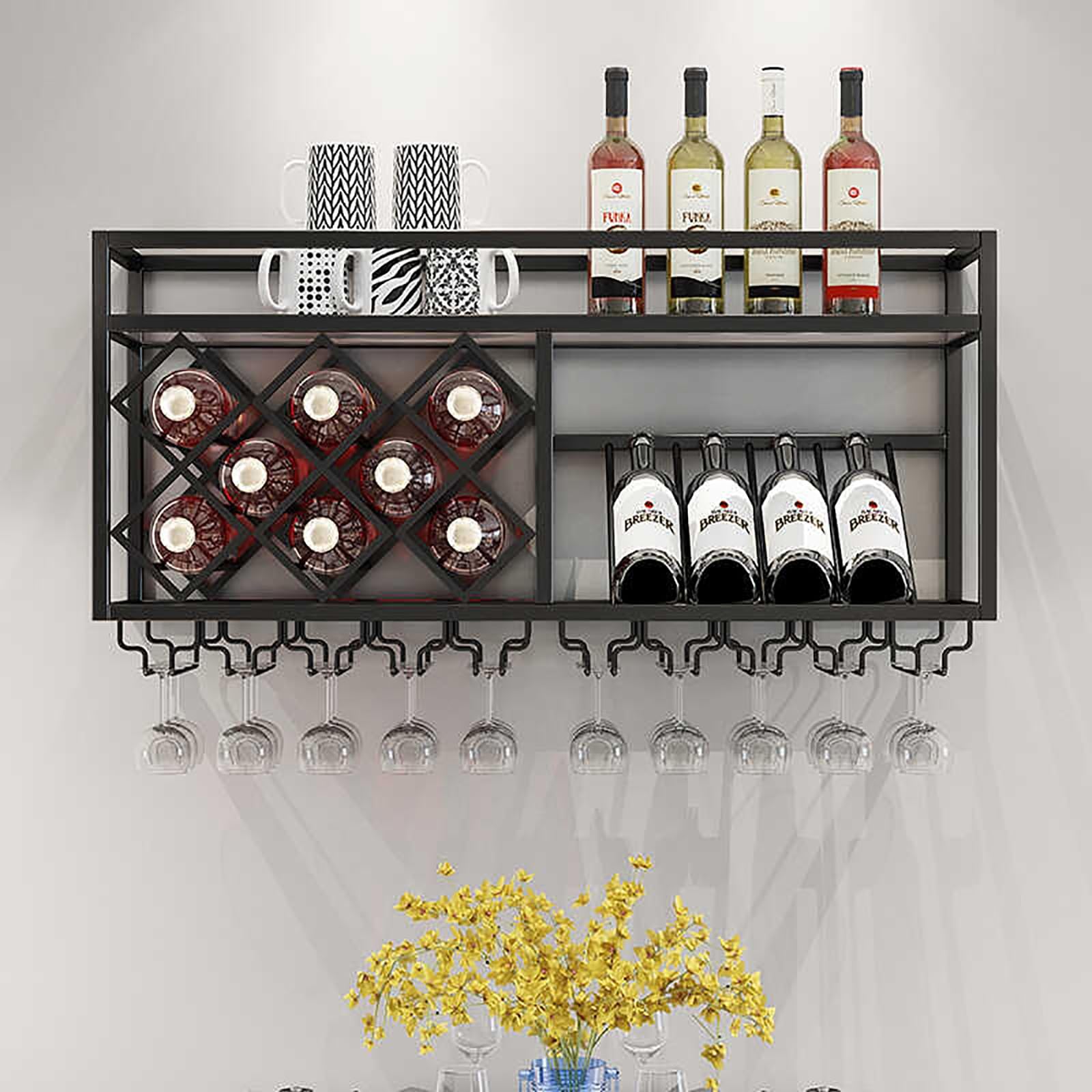 Amazon｜壁掛けワインラック、酒棚、ウイスキー棚、酒ラック、キッチン