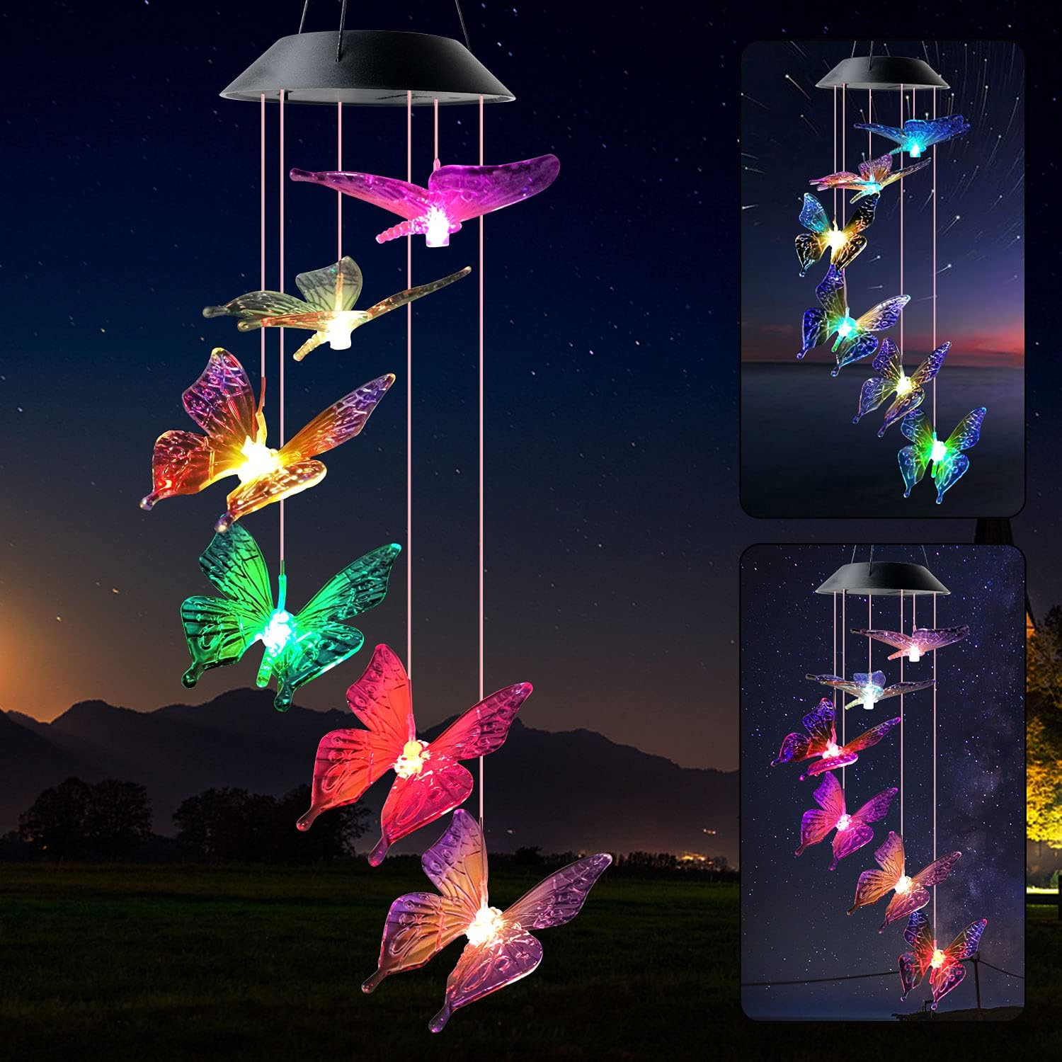 Butterfly Wind Chimes for Mom Solar Garden Light Butterfly Gifts for Women Mom Birthday Gift,Gifts for Mom Butterfly Lights Grandma Birthday Gifts Solar Patio Garden Decor mom Gifts​