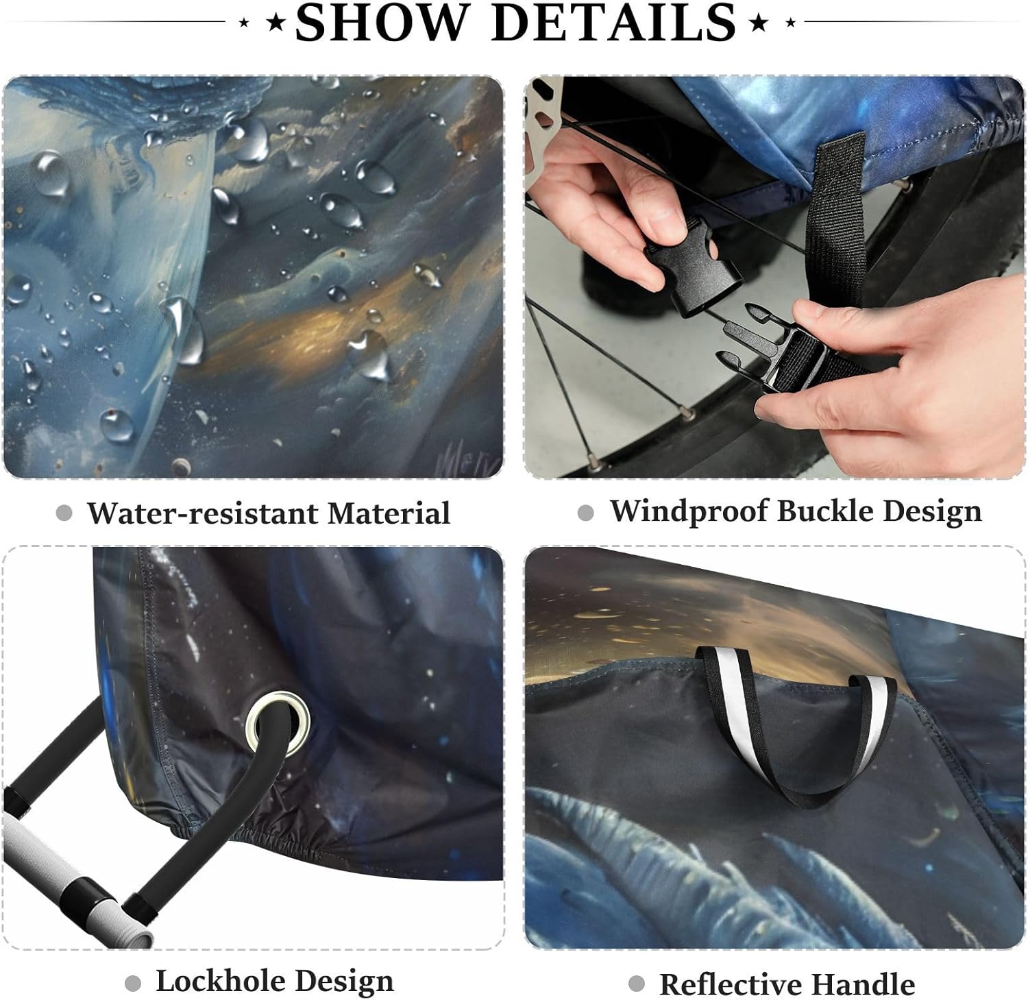 ALAZA Blue Dragon Galaxy Bike Cover Waterproof Outdoor Ebike Bicycle Covers Tarp Protection for 1/2 Bikes, Sun UV Dust Wind Proof