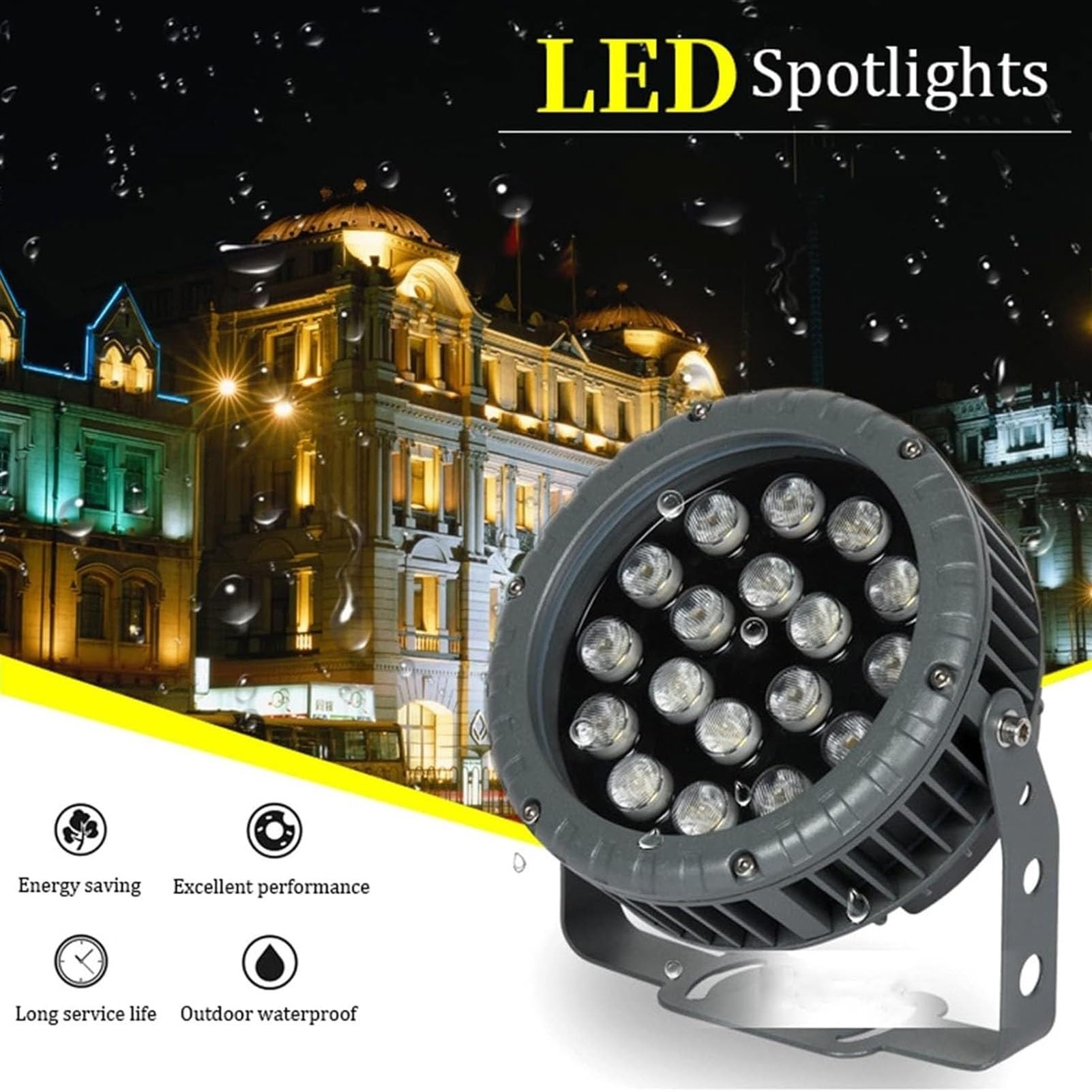 Proyector Giratorio - Lámparas De Paisaje, Foco De Luz LED De Haz De CA 85-265V, Focos LED Impermeables IP65, Iluminación De Caminos Y Árboles Para Patios Exteriores(Positive White Light,36W)