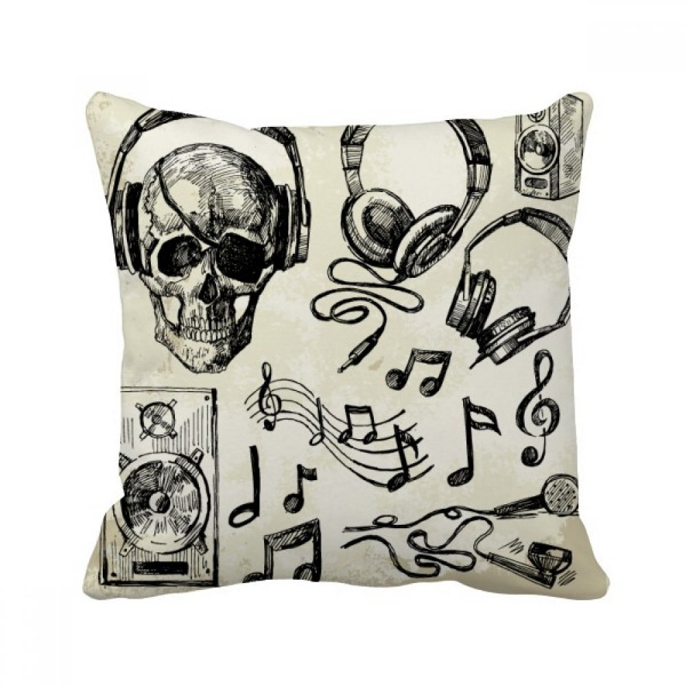 Casque carré et piano sur coussin décoratif 40x40cm, le cadeau parfait pour musicien
