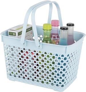 Portable Shower Caddy Basket Plastic Cleaning Tote with Handles Large Storage Organizer Bin for Bathroom, College Dorm, Pantry, Kitchen, Blue