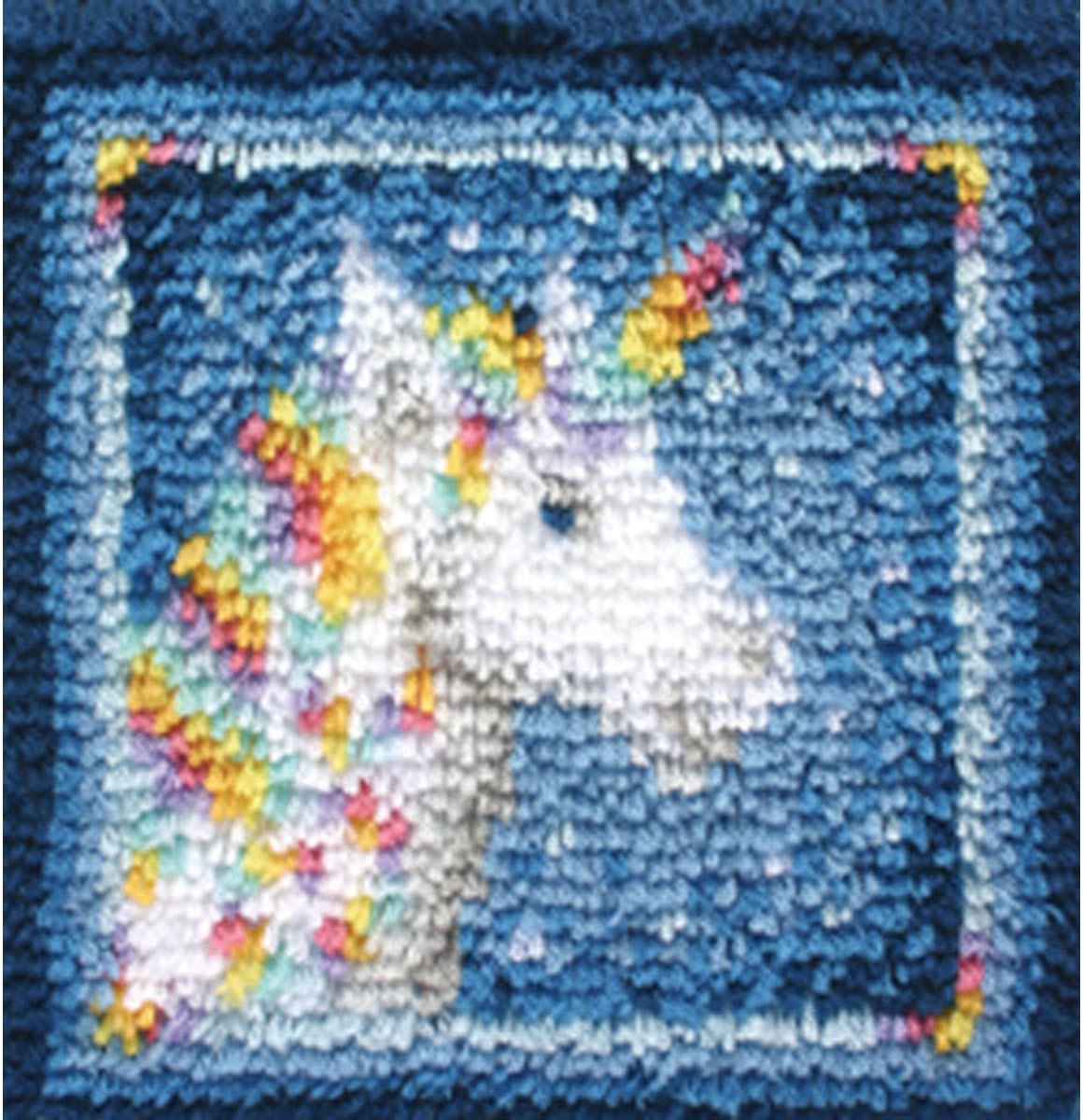 Wonderart Latch Hook Kit 12x12-Unicorn