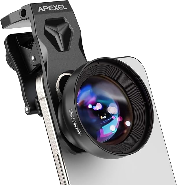 Objectif Macro professionnel amélioré pour Smartphone, HB100U Lentille de photographie macro pour iPhone, Kit d'objectif de caméra de téléphone en aluminium avec clip universel. iPhone, Téléphone Android.