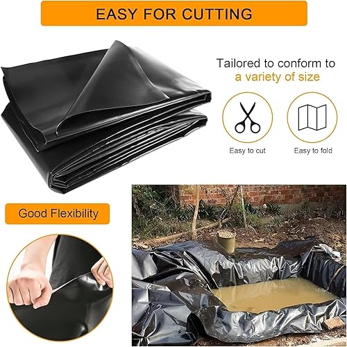 Miniatura 5 de Doniks Forro de 13 x 20 pies de 20 mil, LDPE para fuente de agua y jardín de agua con cascada negra, revestimiento Koi de fácil corte