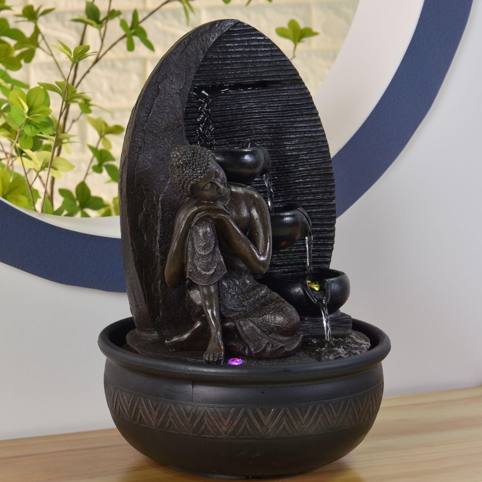 Zen'Light - Fontana Buddha Grace, in resina/bronzo, 26 x 26 x 40 cm
