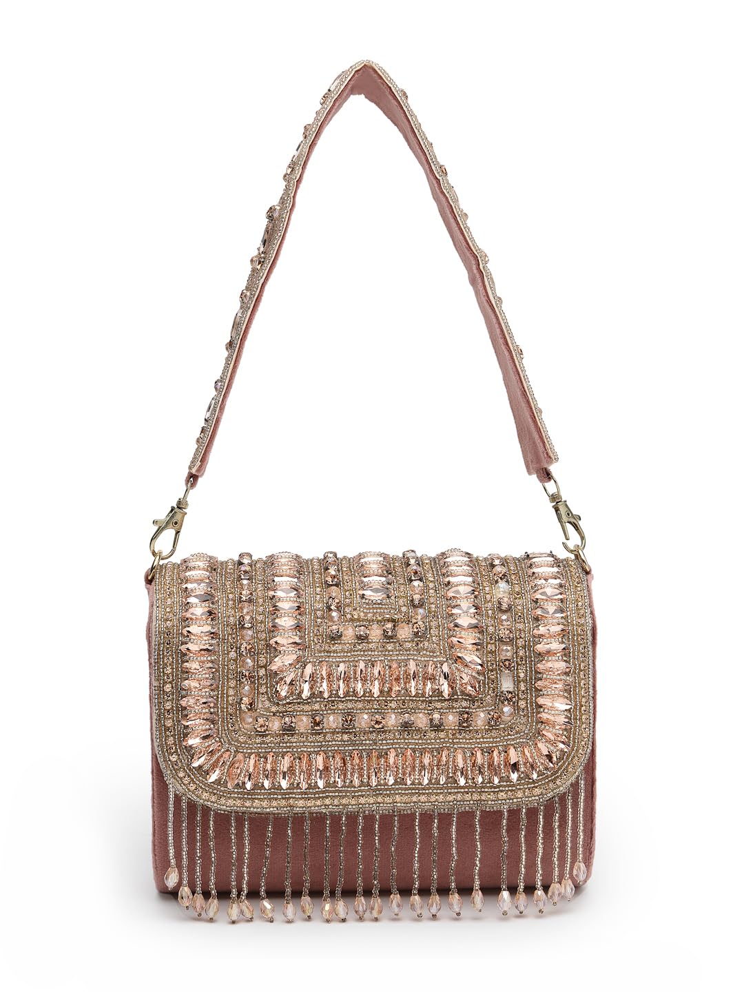 anekaant Droop Stone Embellished Suede Clutch-picture-44