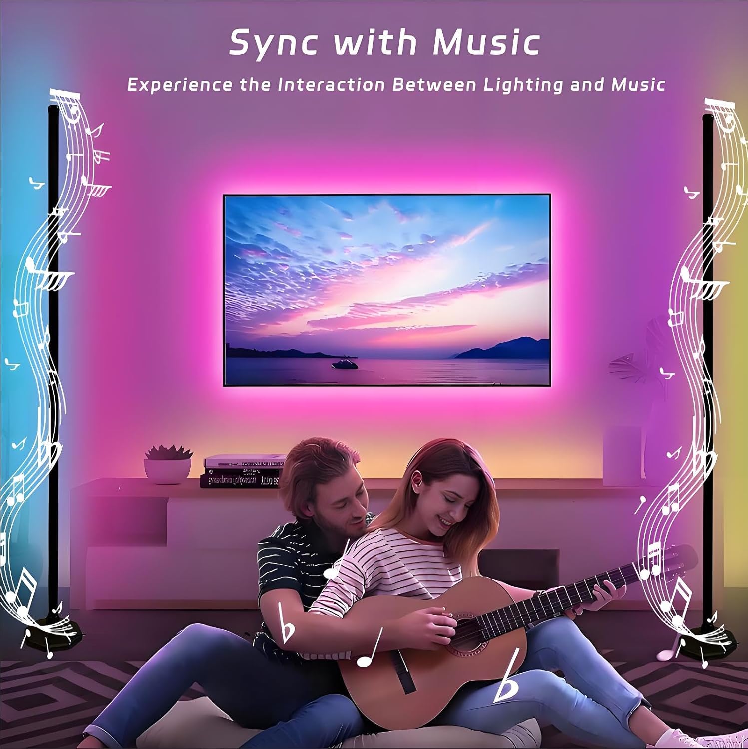 RGBICW Led Corner Floor Lamp,1800lm Corner Light Work with Alexa & Google Assistants,16 Million Colors & 68+ Scene,Music Sync,Color Changing Standing Lamps for Living Room, Bedroom Ambient Lighting