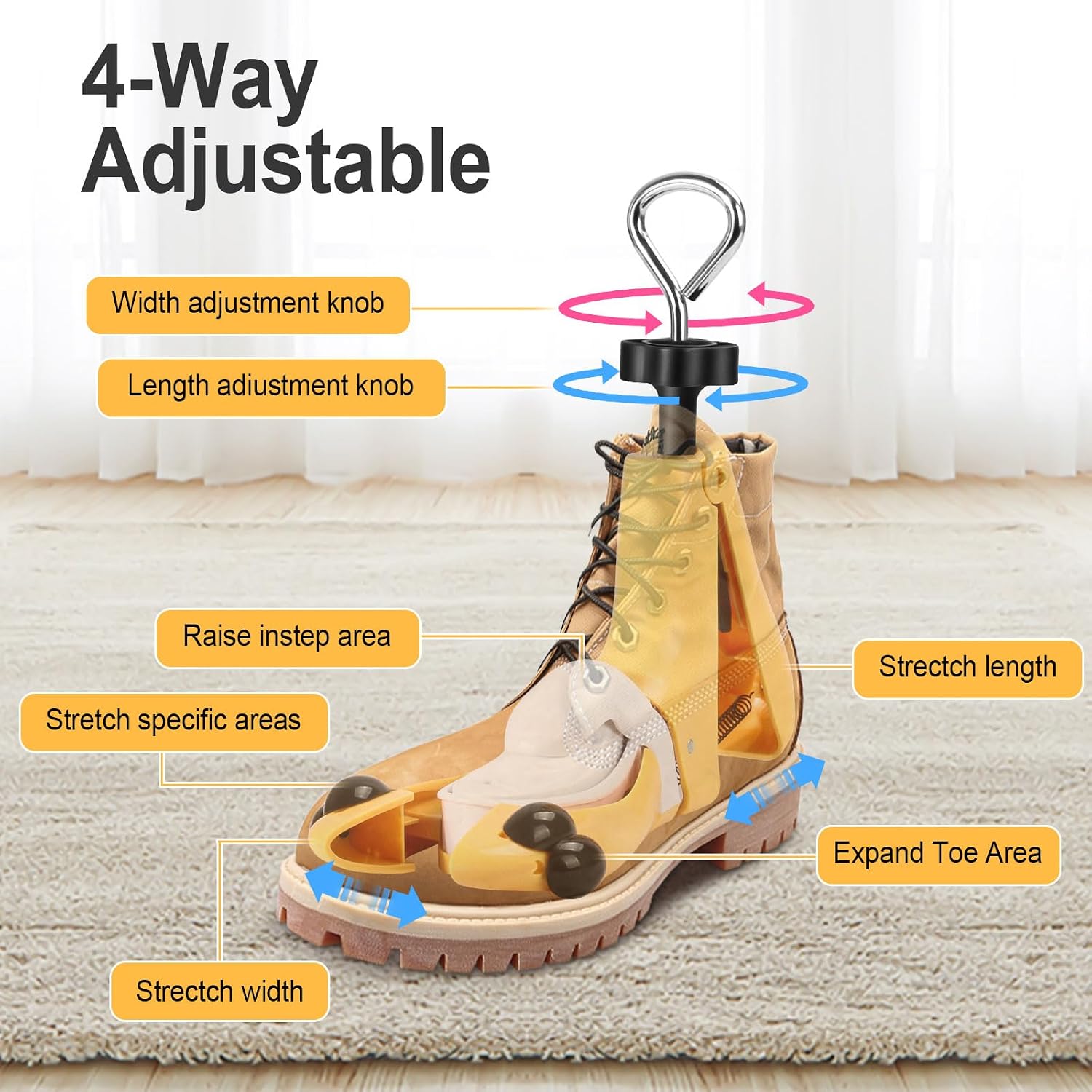 Shoe Stretcher for Men, 2 Pack Boot Stretcher for Men Women, Adjustable Shoe Widener Stretcher for Length Width Height Shoe Expander