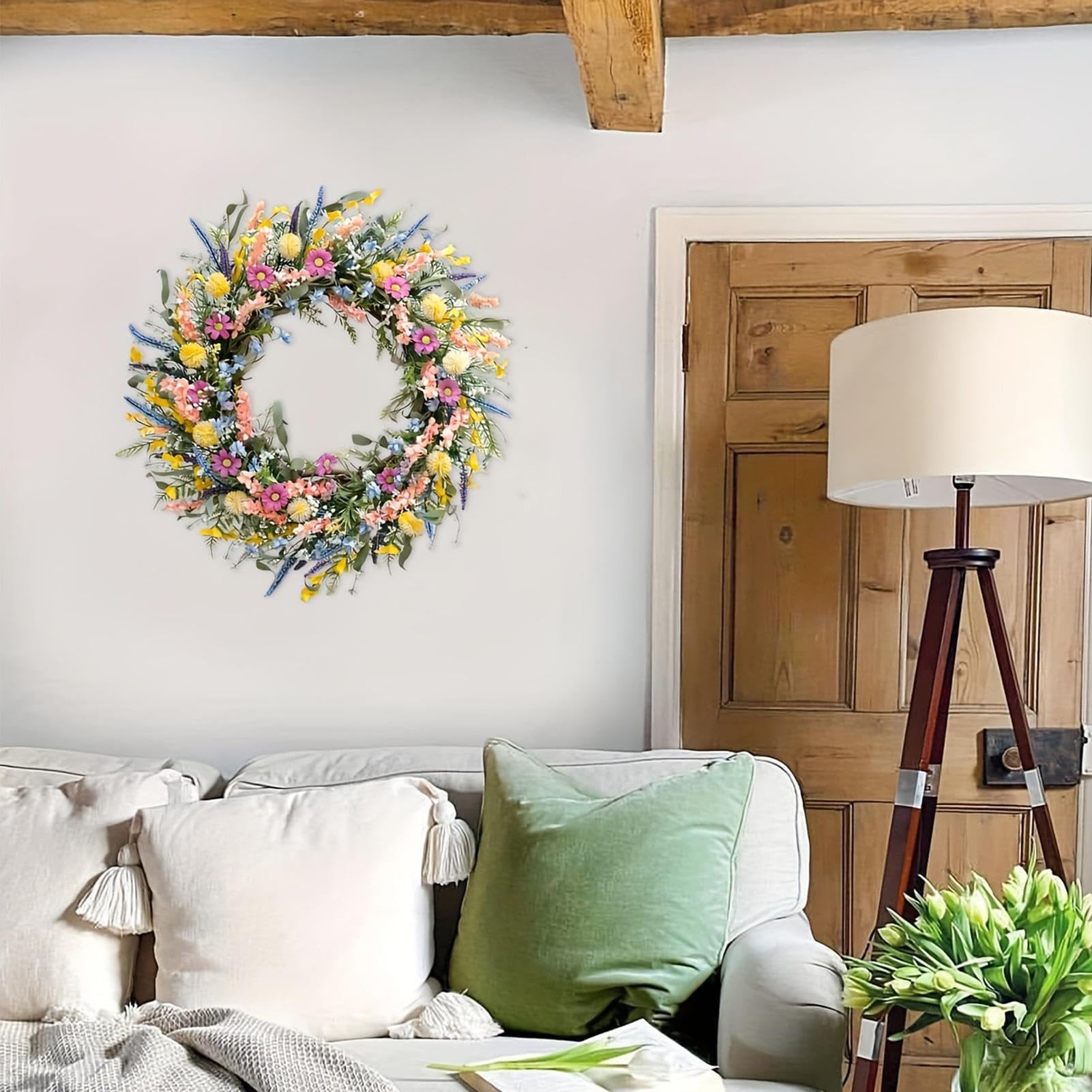 Ghirlanda estiva per porta Realistica, Resistente A Sbiadimento E | Ghirlanda floreale primavera per parete domestica Per Portico, Soggiorno, Camera Da , Cucina, Giardino, Bal