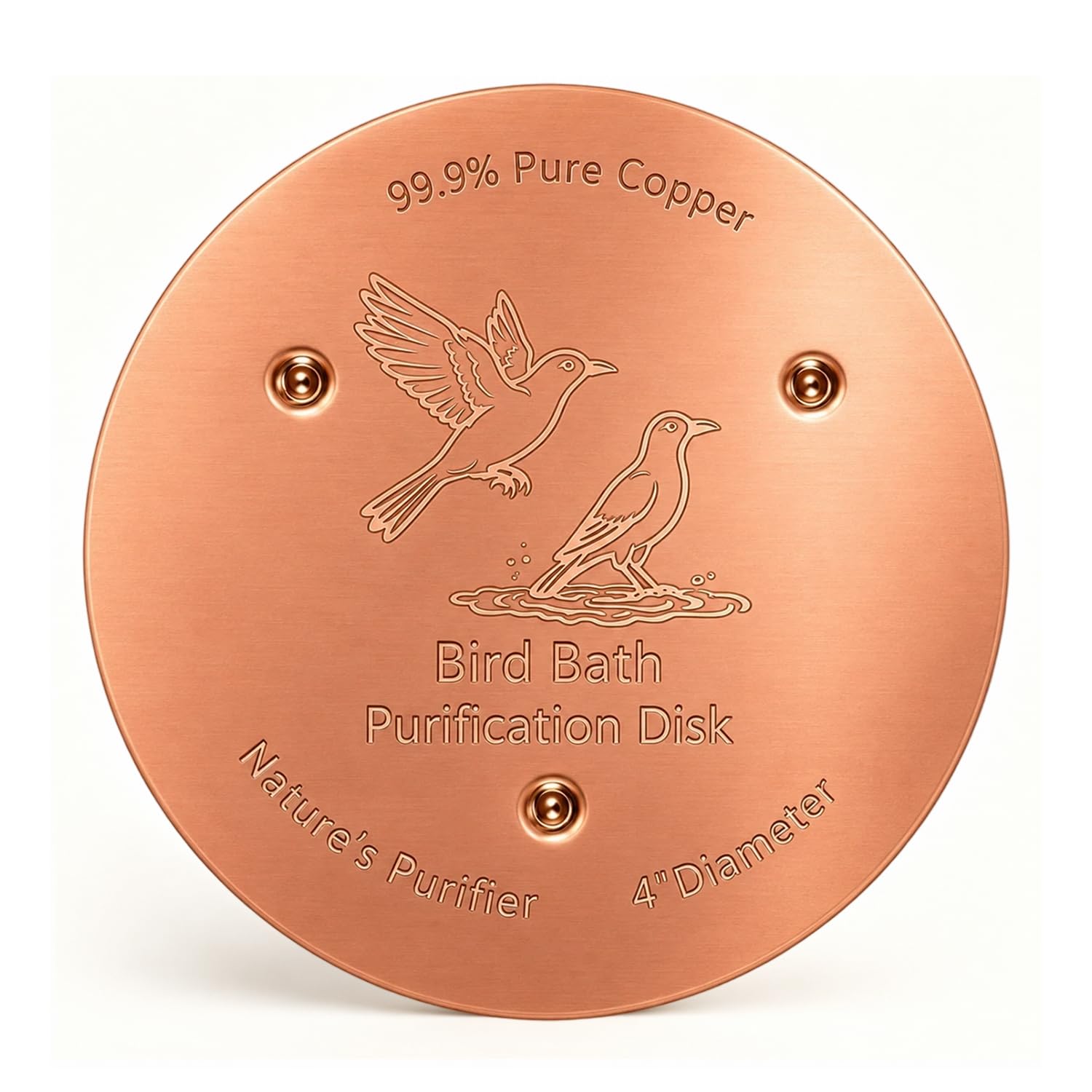 Copper Disc for Bird Bath, 99.99% Pure Copper Purification Disk for Bird Bath Clean, Natural and Safe Self-Cleaning Design Water Cleaner for Birdbath, Bird Feeders Station for Garden (10x10cm, C)