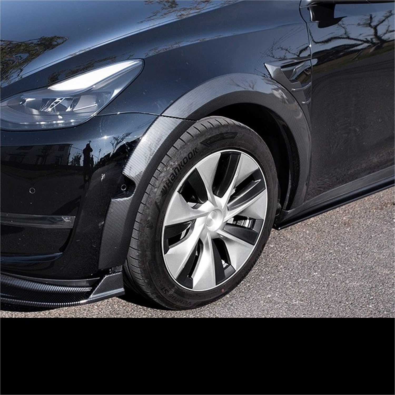 Wheel Eyebrow Arches Fender Flares Lip Protector Trims Mudguard Compatible With Tesla Model Y 2021-2024 Car Accessories(Carbon fiber look)