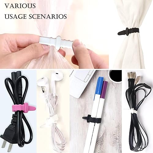 Miniatura 6 de 36 bridas de silicona reutilizables, bridas de goma para gestión de cables, organizador de cables elásticos de 4.5 pulgadas para organización de