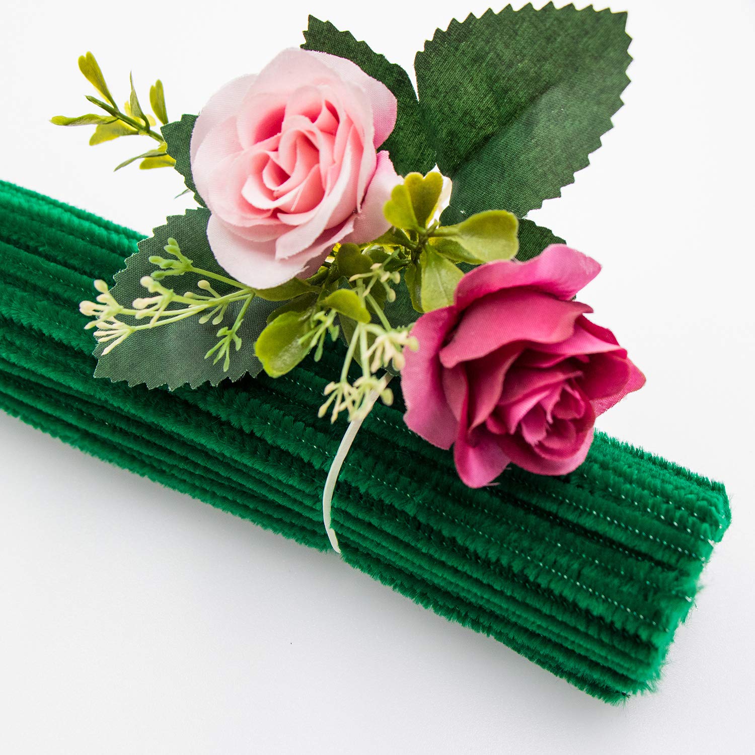 Waycreat 200 Pieces Pipe Cleaners Dark Green Chenille Stem for DIY Art Craft Decorations (6mm x 12 Inch), D:Dark Green,200PCS - Image 3