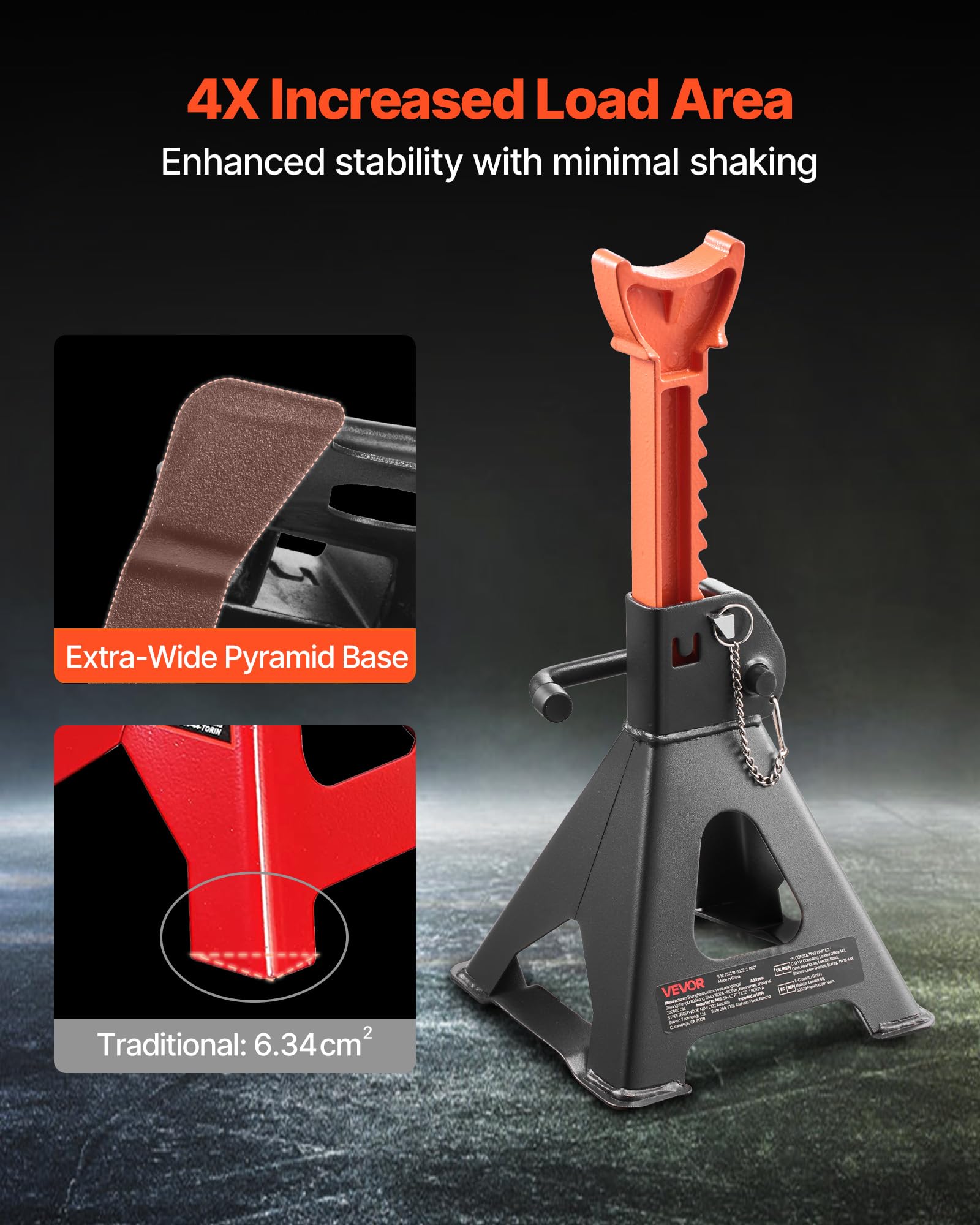 VEVOR Cavalletti di Sollevamento 3 Tonnellate, Altezza Regolabile 275-415 mm, Acciaio Doppio Bloccaggio per Auto SUV