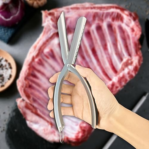 Miniatura 6 de Desollador de costillas para barbacoa, herramienta de extracción de membrana de costilla de acero inoxidable con agarre ergonómico antideslizante