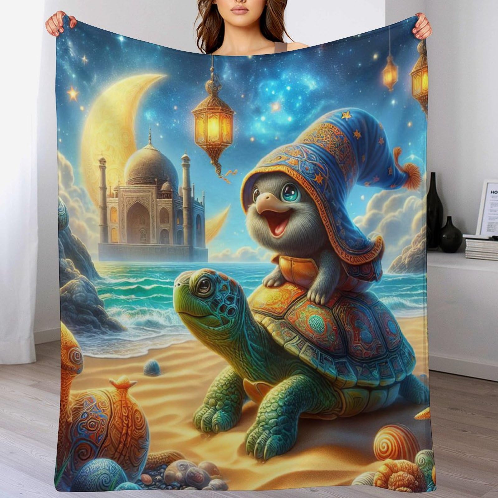 Couverture tortue 3D plaid chaud et doux à offrir pour décorer un lit