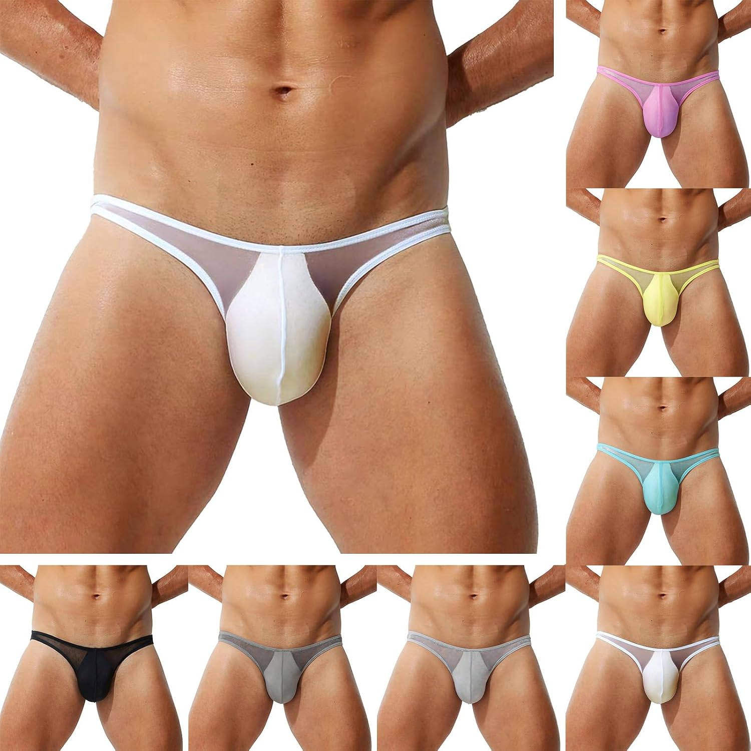 Men's Ice Silk Ultra-thin Briefs See Through Bikini Breathable Quick Dry Man Panties Underwear