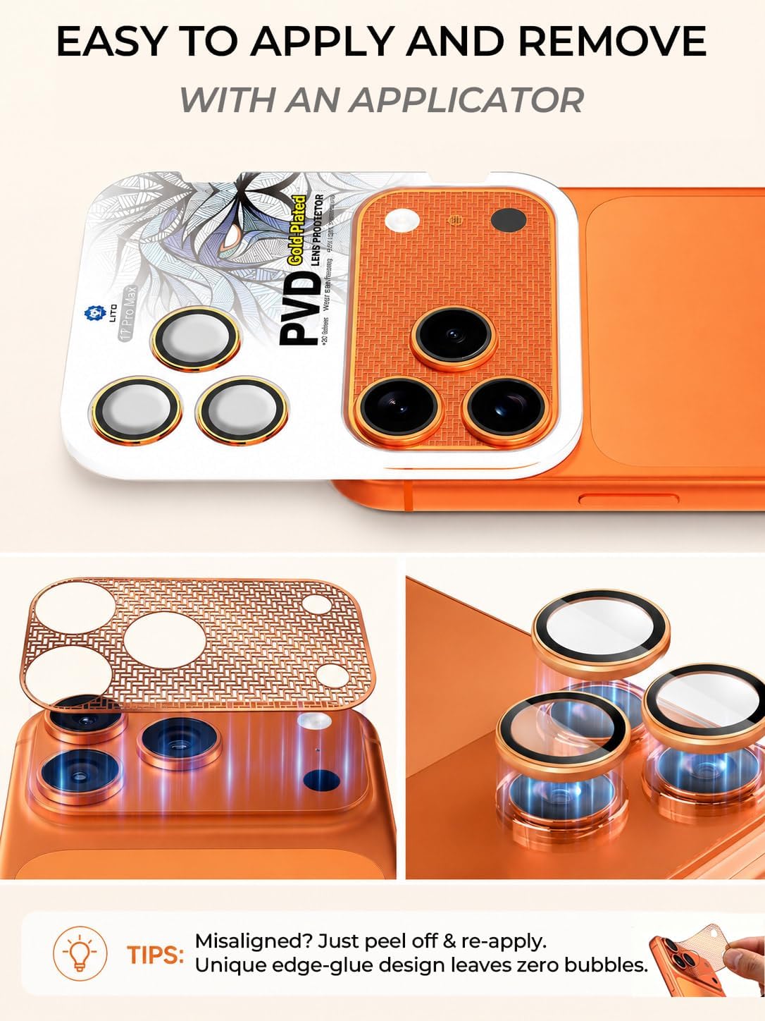 LITO Metal Camera Lens Protector for iPhone 17 Pro Max, Full Camera Island Armor Cover with 9H Tempered Glass, 2-Step Easy Install Tray, AR Clear Anti-Glare, Scratch Resistant, Case Friendly，Sliver