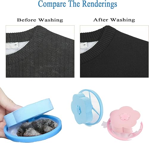 Miniatura 5 de Removedor de pelo de mascotas para lavandería, recogedor de pelusa reutilizable para lavadora, bolsa de malla flotante para mascotas, bolsa de malla