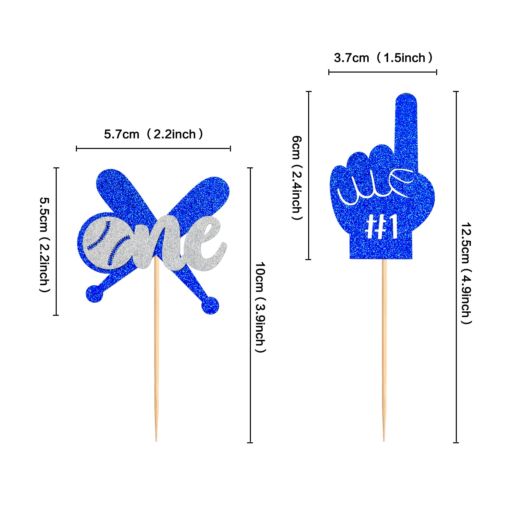 Ercadio 24 Pack Baseball Cupcake Toppers & Picks - 1st Birthday Cake Decor Supplies for Sport Theme Party