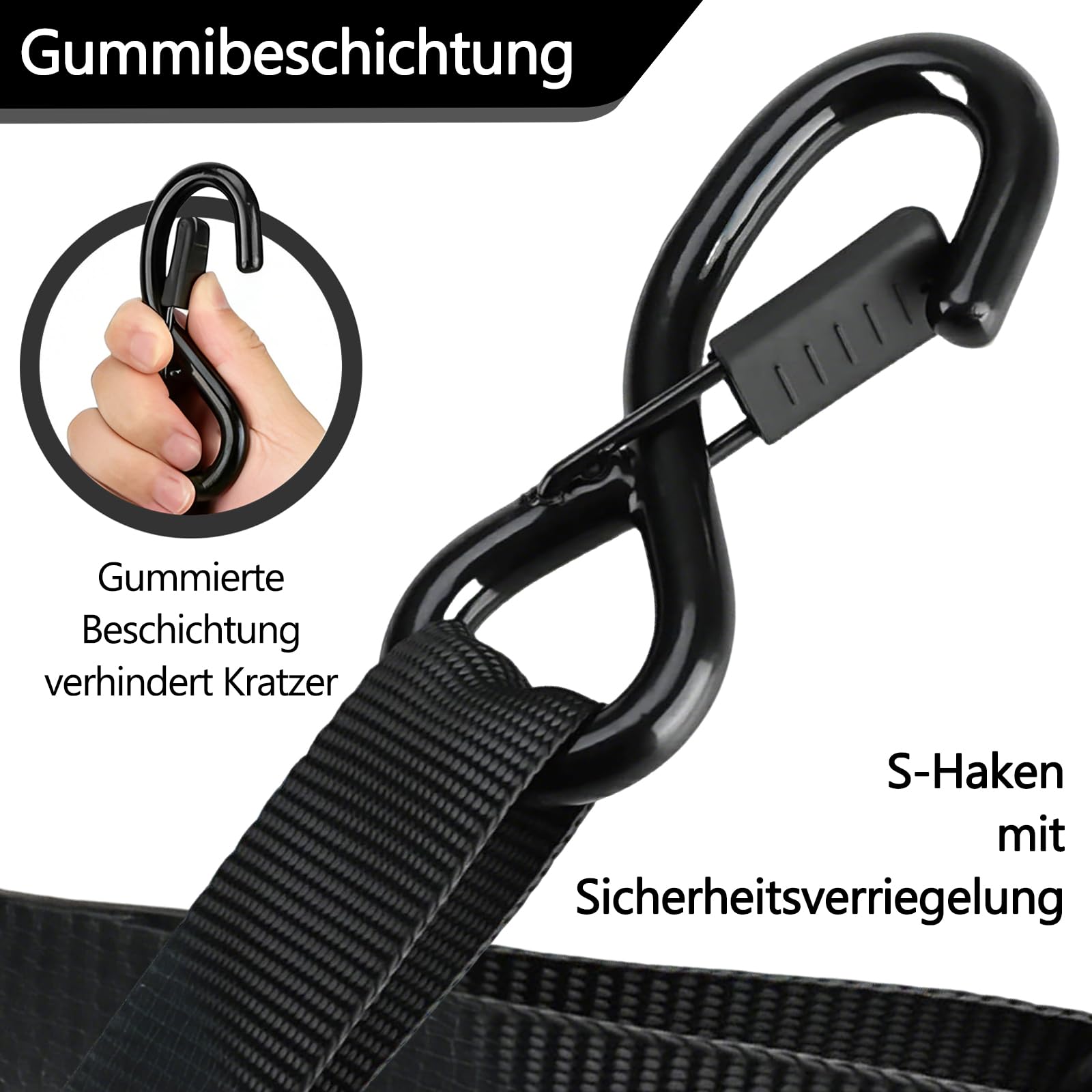 2 Stück Automatik Spanngurte, Selbstaufrollende Ratschengurte 3m x 25mm mit S-Haken, Automatik Spanngurte, Spanngurt Automatik für LKW, Anhänger, Motorrad, Kajak und Camping