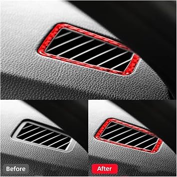 インテリアパネル に適合する 3 シリーズ E90 2005-2012 カーボンファイバーインテリア車のダッシュボード空気出口装飾フレームトリムカバーステッカー 内装パーツBlack,For Left-hand drive