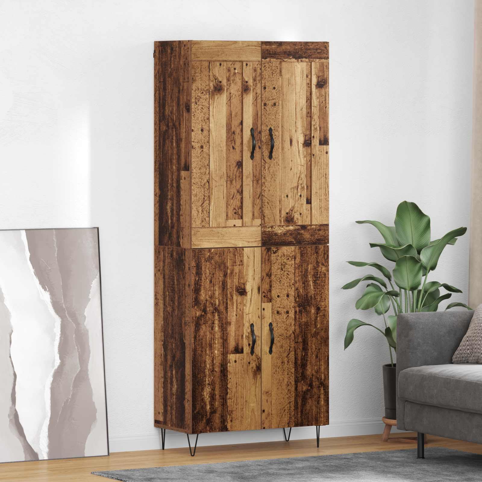 Komoda z drewna starego drewna, 69,5 x 34 x 180 cm, komoda z miejscem do przechowywania, bufetem kuchennym i jadalnią, do stylowej organizacji i nowoczesnego wystroju