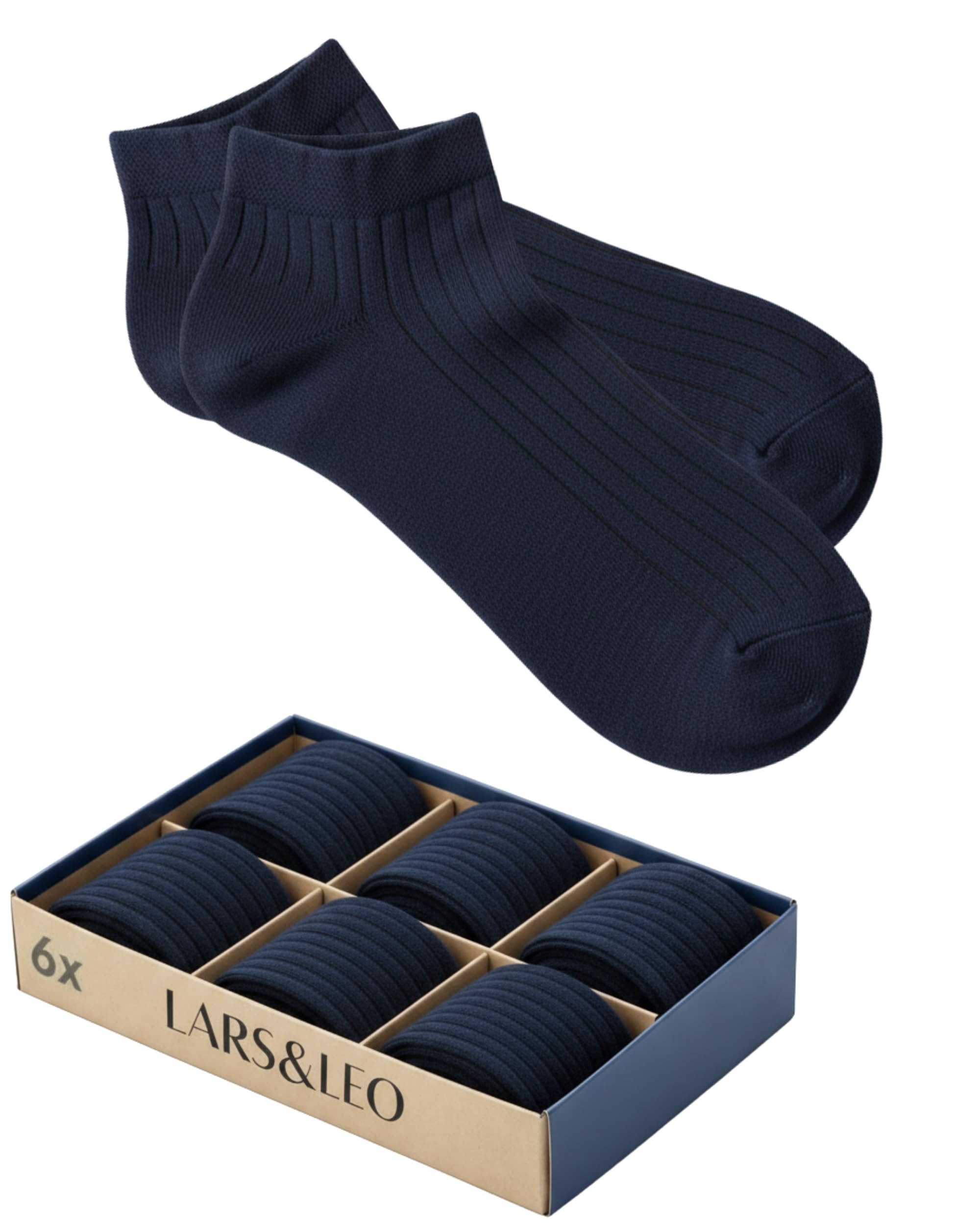 Lars&Leo Sneaker-Socken Slim Fit für Herren/Damen, 6 & 10 Paar, knöchelhoch, aus Bio-Baumwolle, eleganter Rippstrick