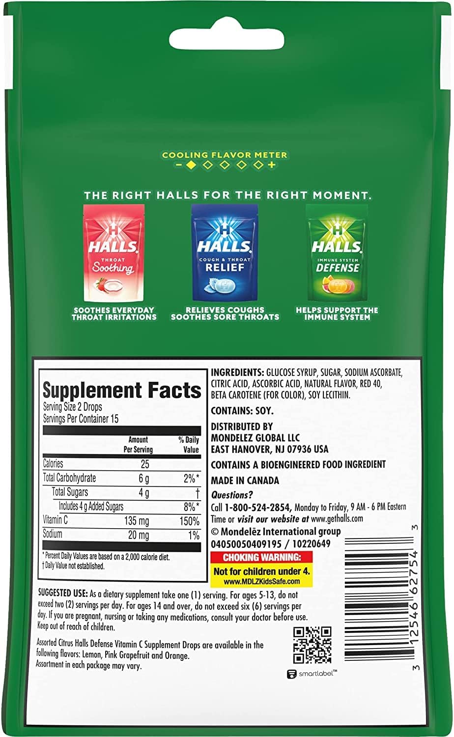 Halls Defense Vitamine C Assorted Citrus 30 Drops X 12 Packs