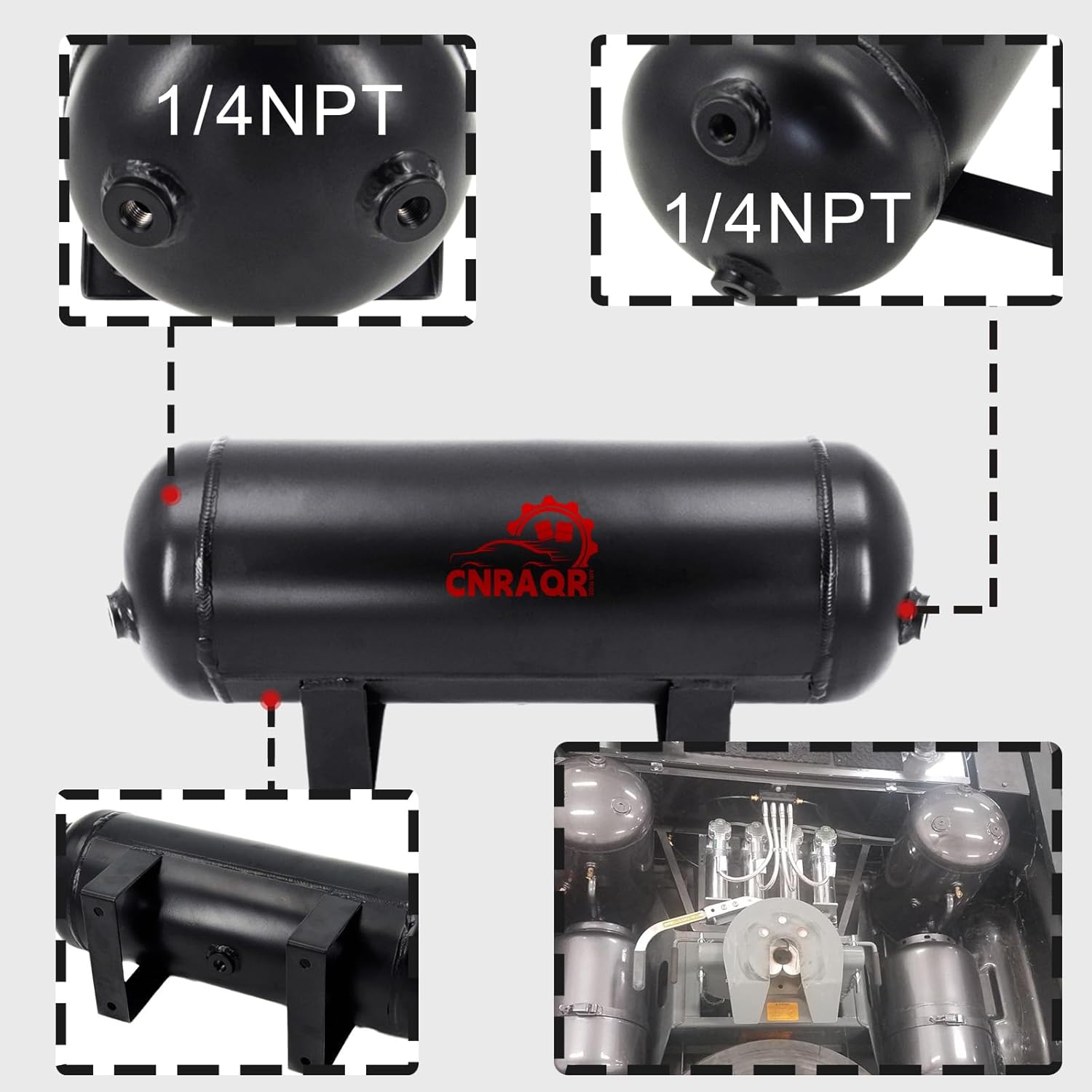3 Gallon Air Tank with 200PSI Air Compressor for Suspension/Air Ride/Bag/Car Train Truck Horn Aluminum 12 Liter Compressed air Storage Tank Onboard System Air Suspension Compressor Kit - Image 4