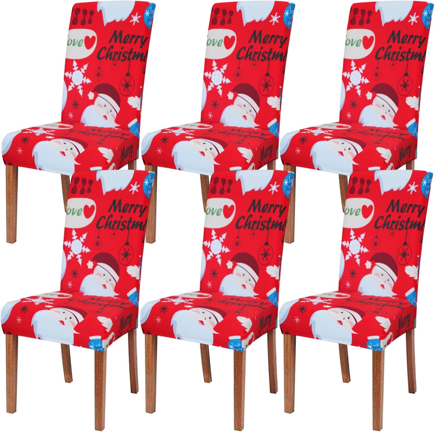 christmas decorations chair covers, stretch removable santa dining chair covers set of 6 protector parson chair silpcover for holiday home party banquet hotel ceremony (6 pack) christmas style c 6 pack