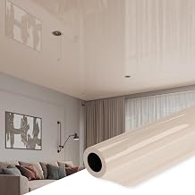 Ceiling Decor Film - Beige Glossy PVC Stretch Ceiling - Room Ceiling Covering Kit, DIY Installation for Modern Ceiling Design Kit #26 Film Size 11'10'' * 16'5''