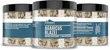 Earthborn Elements Agaricus Blazei 200 Capsules, Pure & Undiluted, No Additives