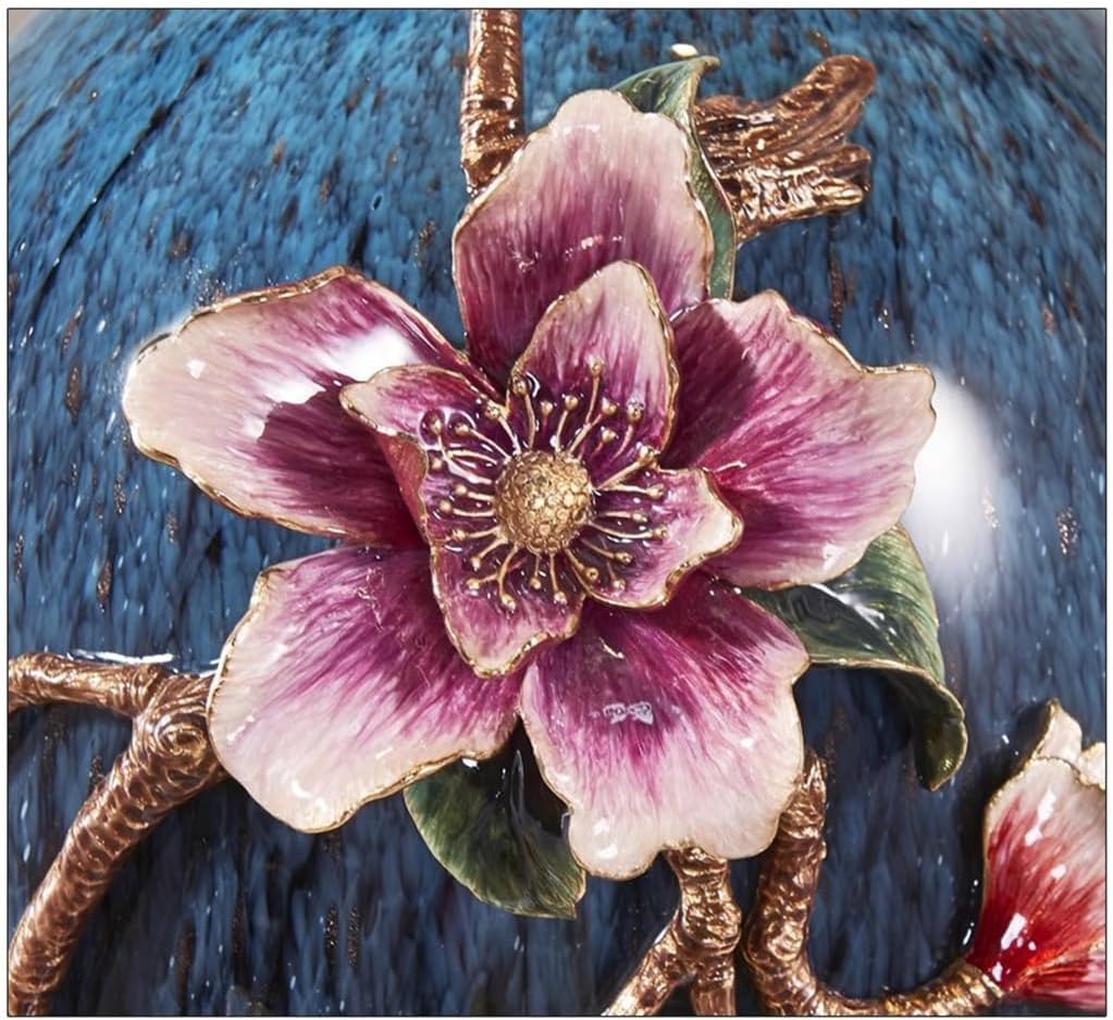 九谷 九谷 氷梅二青粒 鶴首花瓶 晴山 : 九谷 つる首 細密 青粒 花器 飾