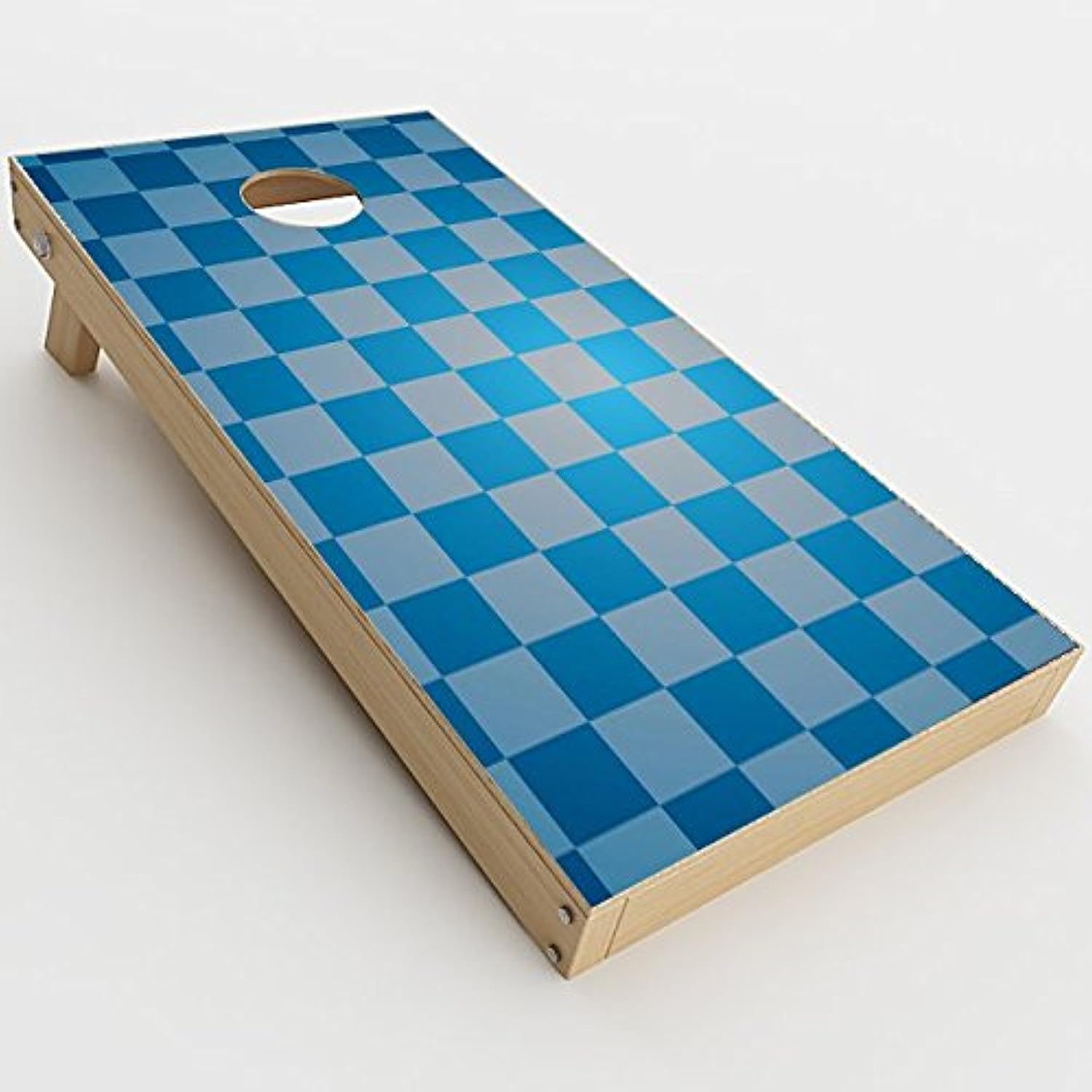 Skin Decal Vinyl Wrap for Cornhole Outdoor Board Game Bag Toss (2 x Pcs. Skins only) / Blue Grey Checkers