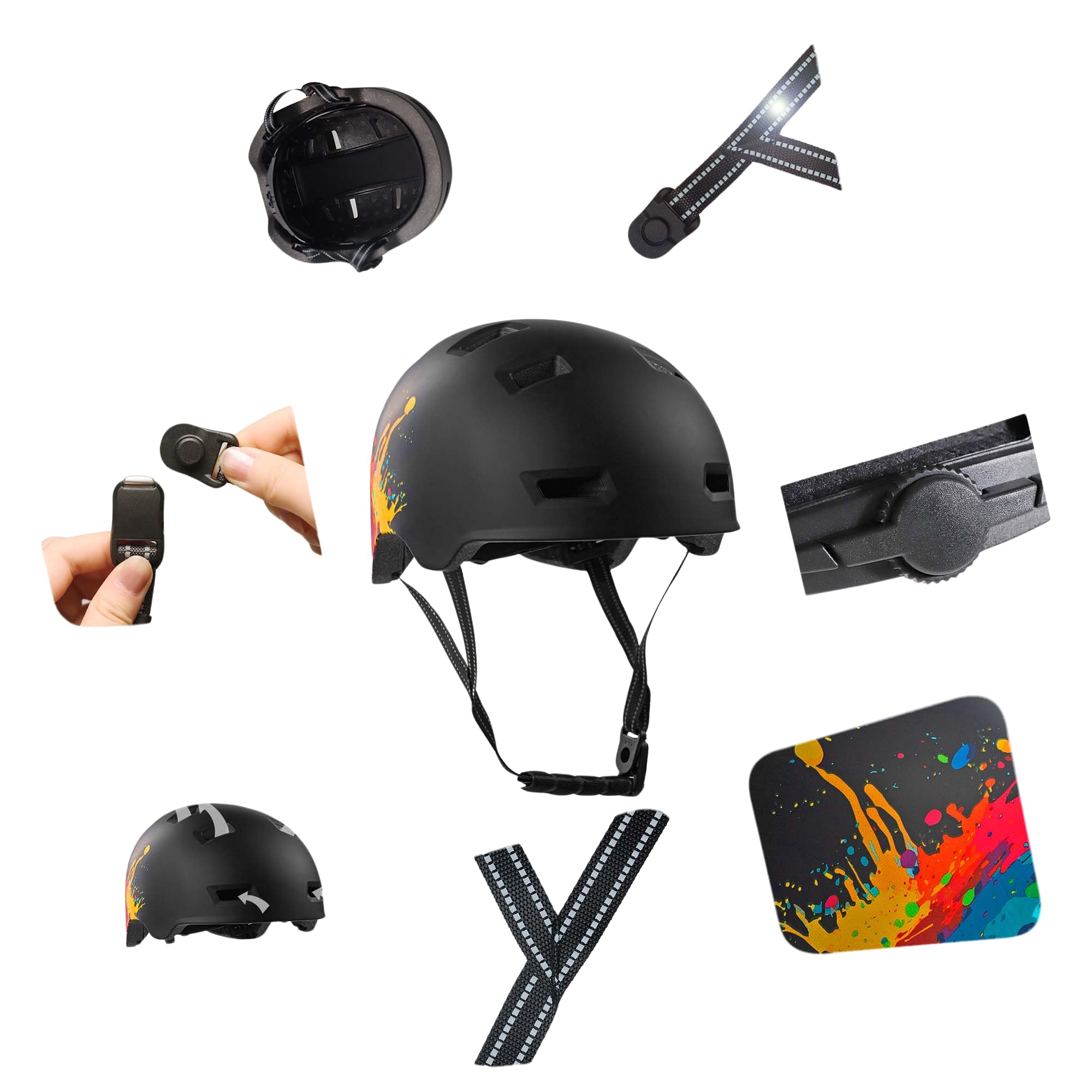 Crazy Safety RampageOrange SnakeKask do rowerów, deskorolek, łyżworolek i rowerów BMX, kask rowerowy dla mężczyzn, kobiet i dzieci, M (54-57 cm), regulowany kask skaterski i rowerowy