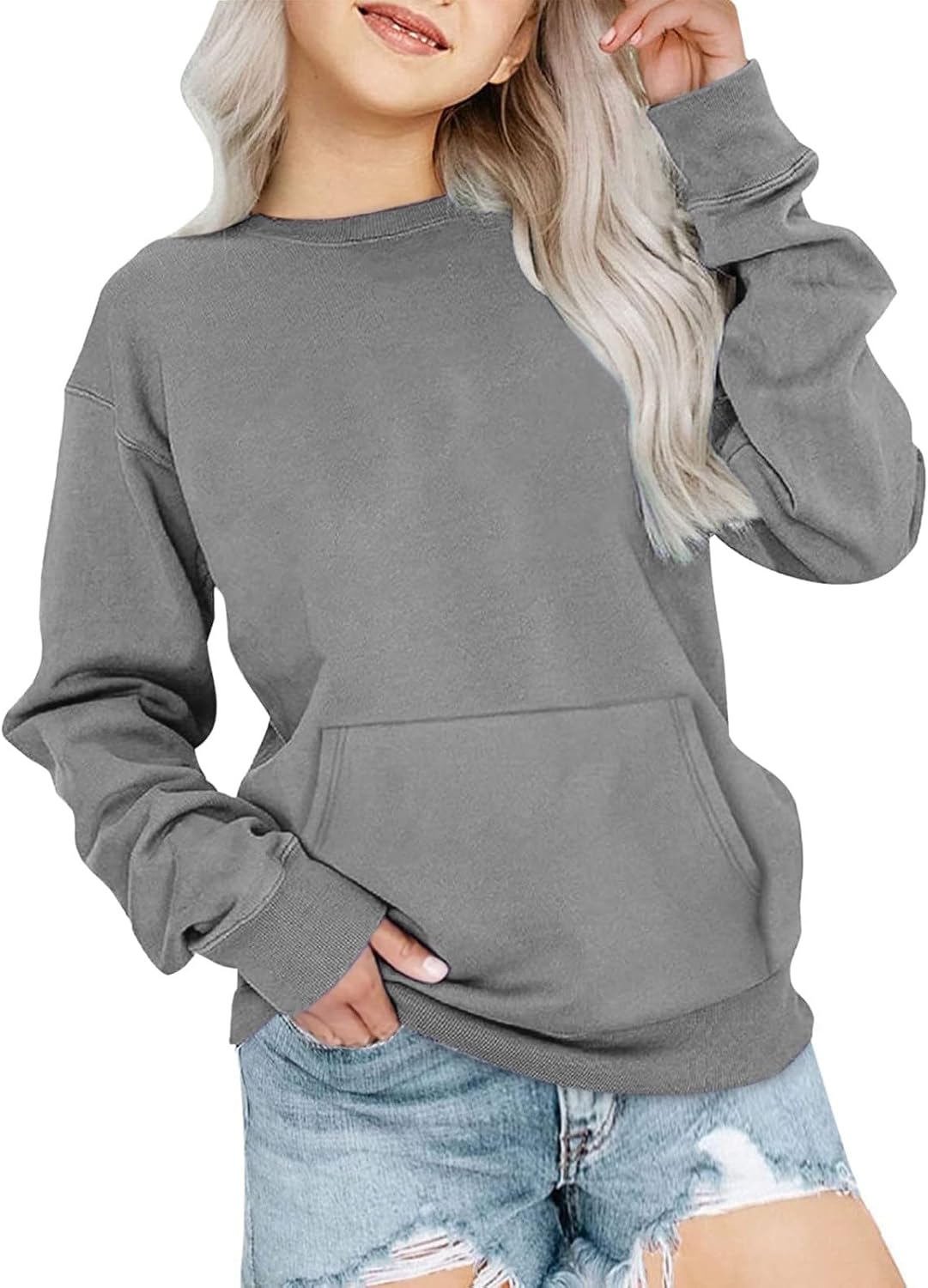 Generico Sweat Fille Sans Capuche Décontractée Confortable