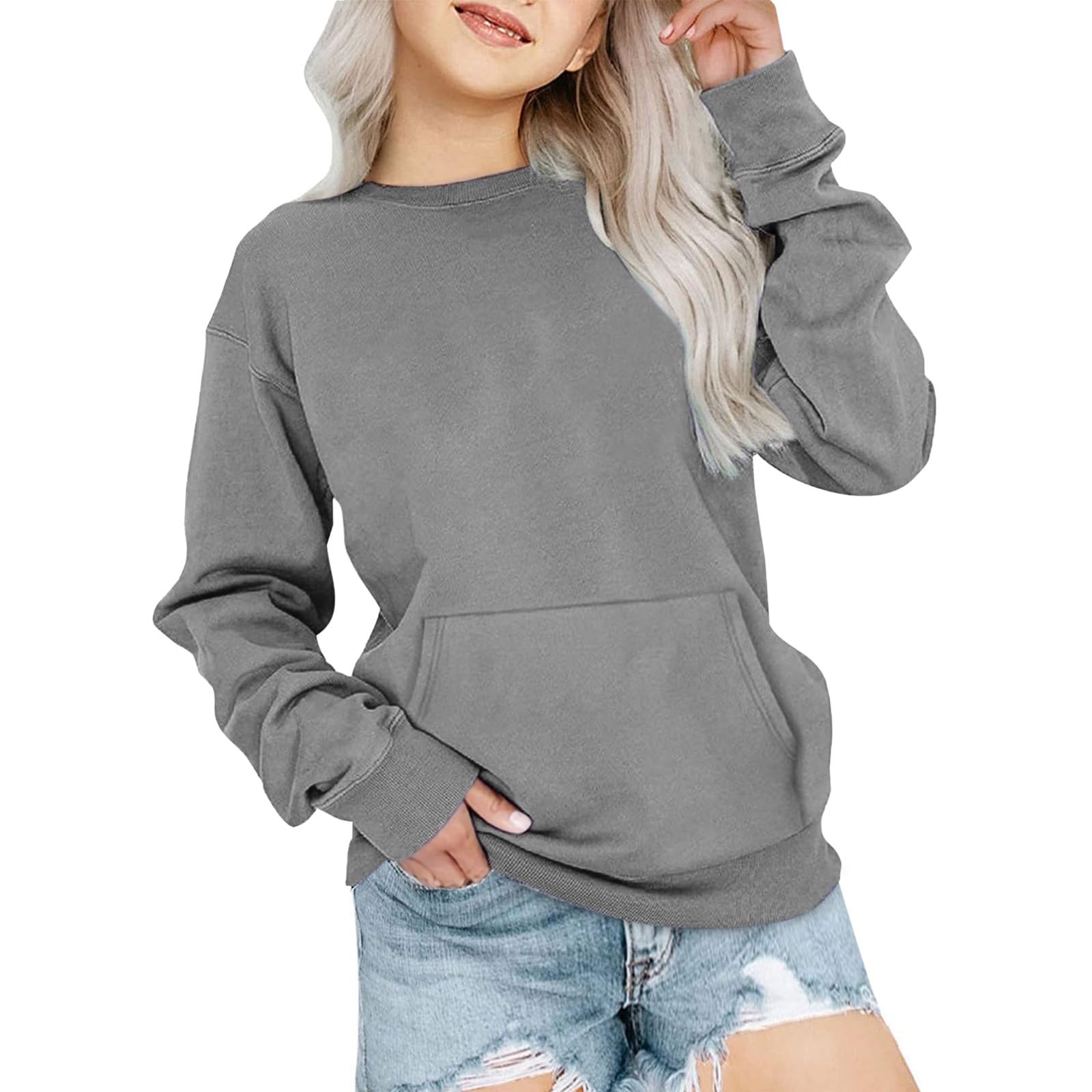 Mädchen Sweatshirt Rundhals - Langarm Drop Shoulder Pullover Für Kleinkinder