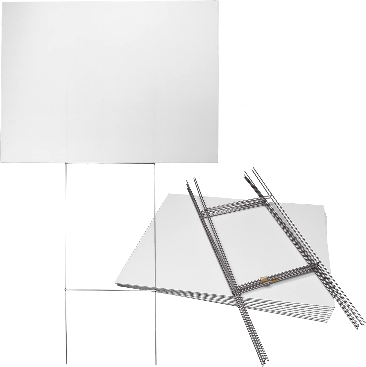 10 Pack 18x24 Blank Corrugated Yard Signs with Premium 10x24 Wire HFrames. Create