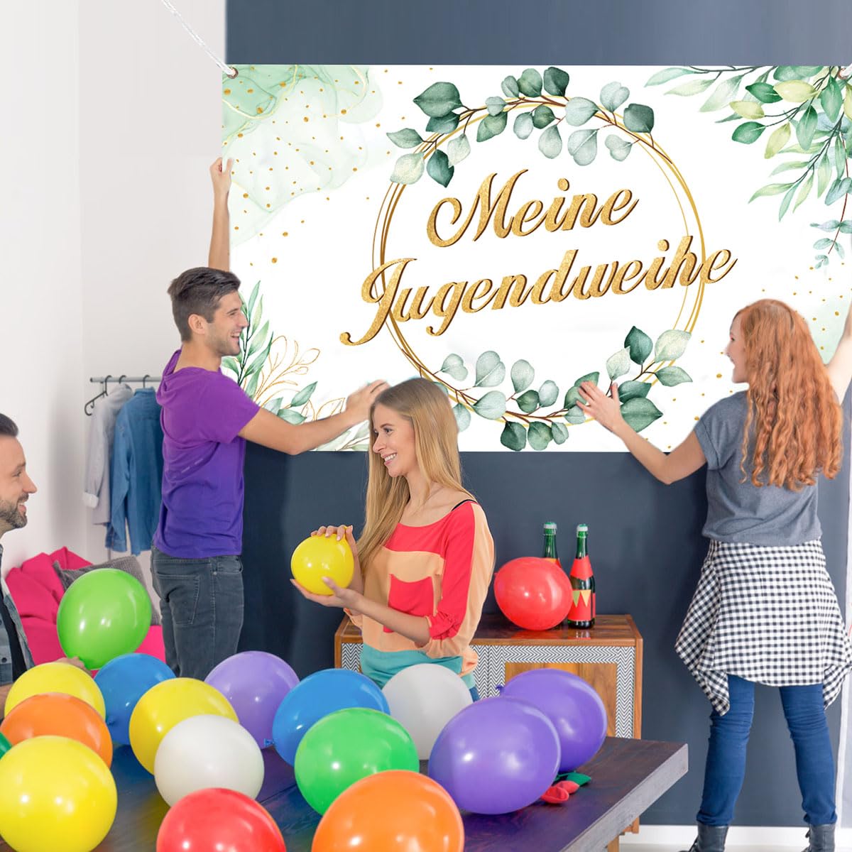 Jugendweihe Deko Banner Groß 40 X 210 Cm Blau Gold - Hängende Dekoration Für Junge & Mädchen, Wand- Oder Zaunbanner Zur Jugendweihe