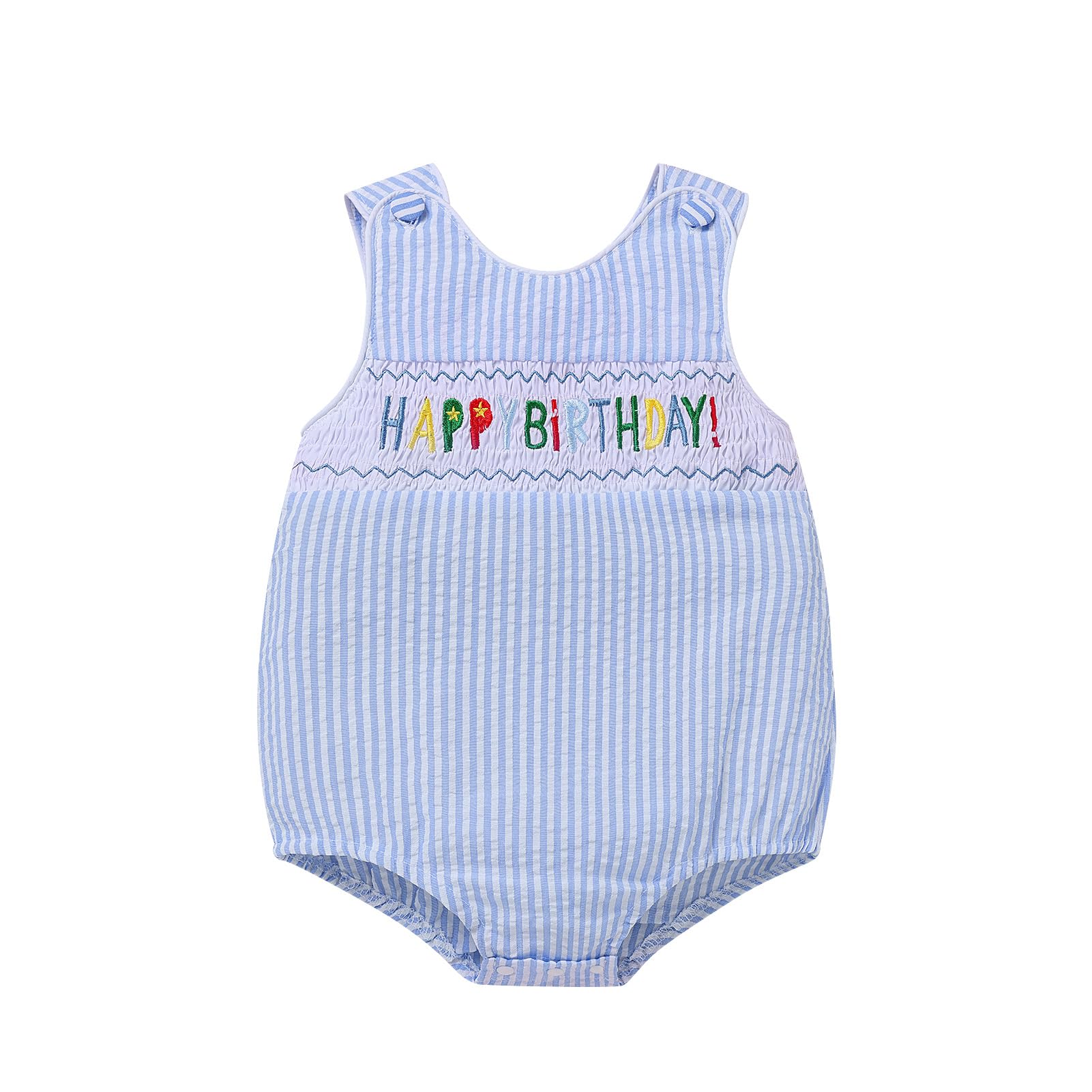 Baby Boy First Birthday Cake Smash Outfit Bubble Romper Smocked Bodysuit Playsuit One-piece Summer Sunsuit Overalls