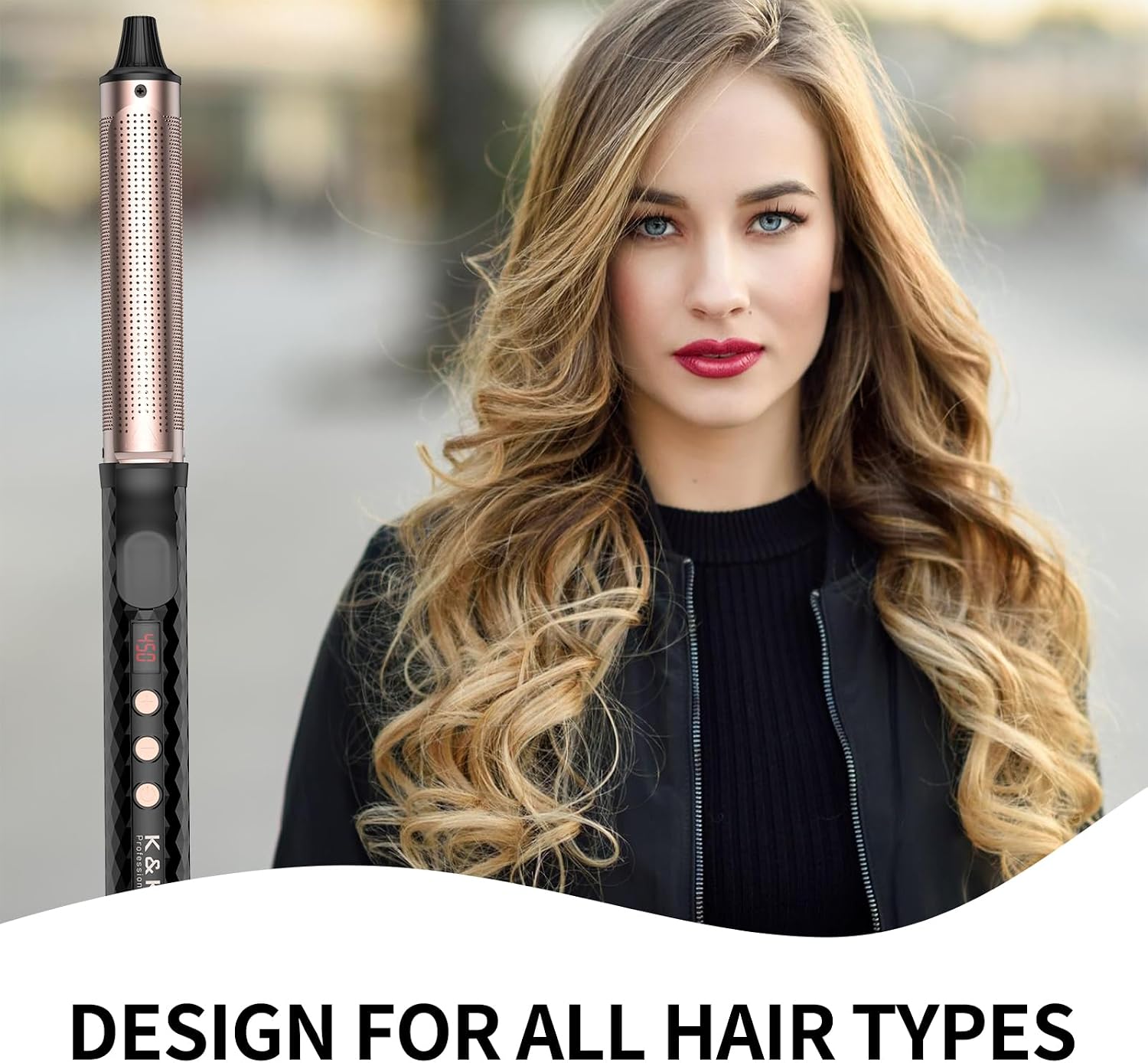 MCH Ceramic Curling Iron with 6.2-Inch Barrel, Adjustable Temperature, LED Display, and Dual Voltage for Long Hair - Professional Curling Wand with Instant Heat up to 450°F