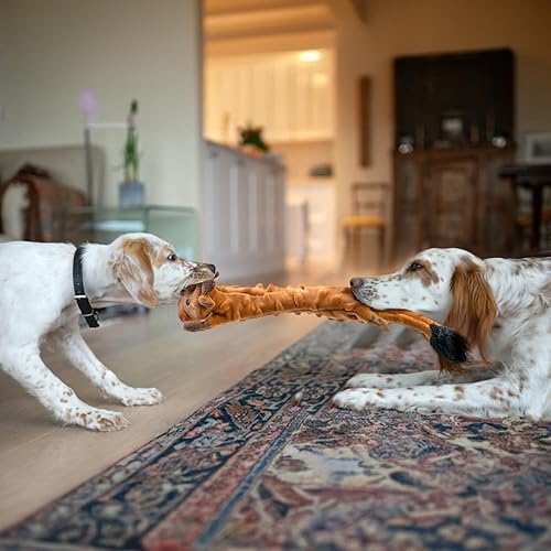 Vista 18 de SHARLOVY Paquete de 5 juguetes chirriantes para perros, juguete arrugado para mascotas, sin relleno, animales de peluche, masticables para perros