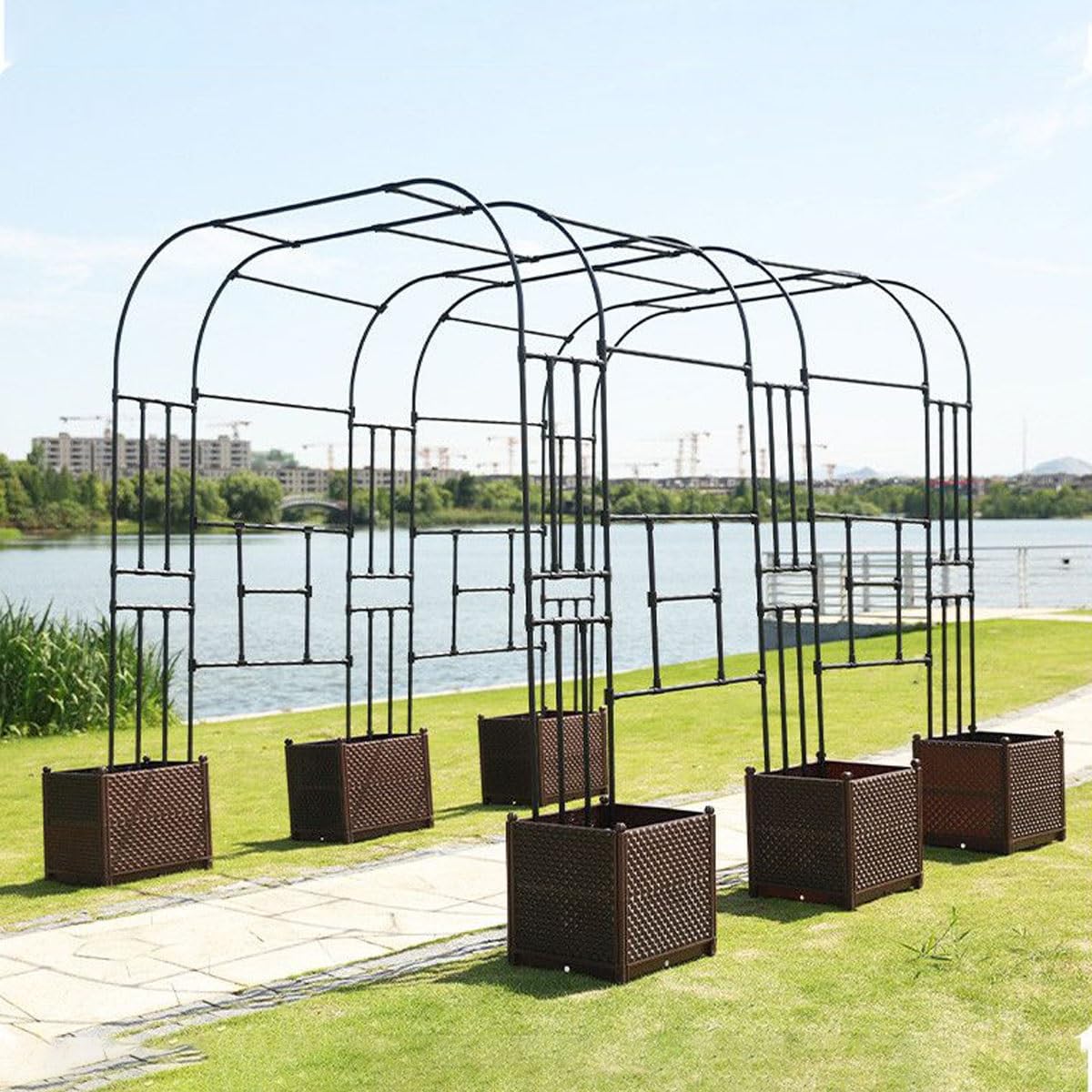 Metalowy łuk ogrodowy do roślin pnących, stabilny łuk różany, ocynkowana krata, na wesela i dekoracje, dostępna w rozmiarach 150 cm, 320 cm, idealna do dekoracji ogrodu i wsparcia roślin